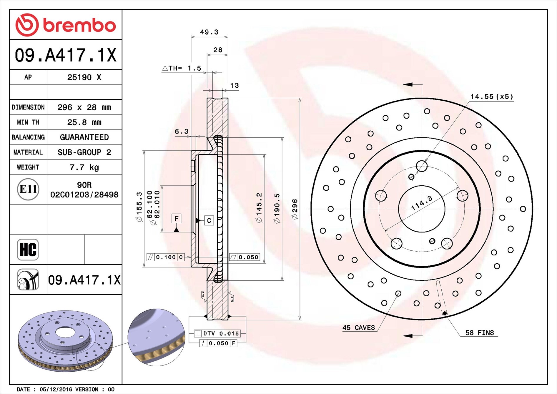 Disco freno BREMBO 09A4171X