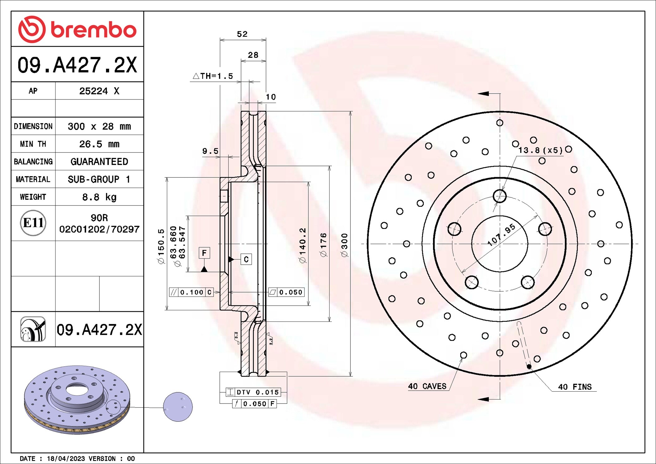 Disco freno BREMBO 09A4272X