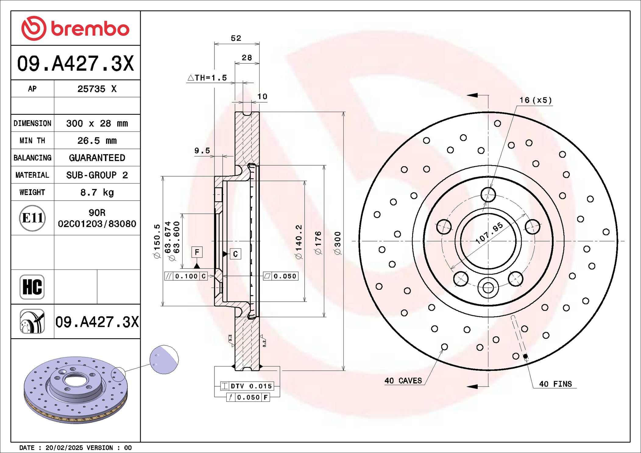 Disco freno BREMBO 09A4273X