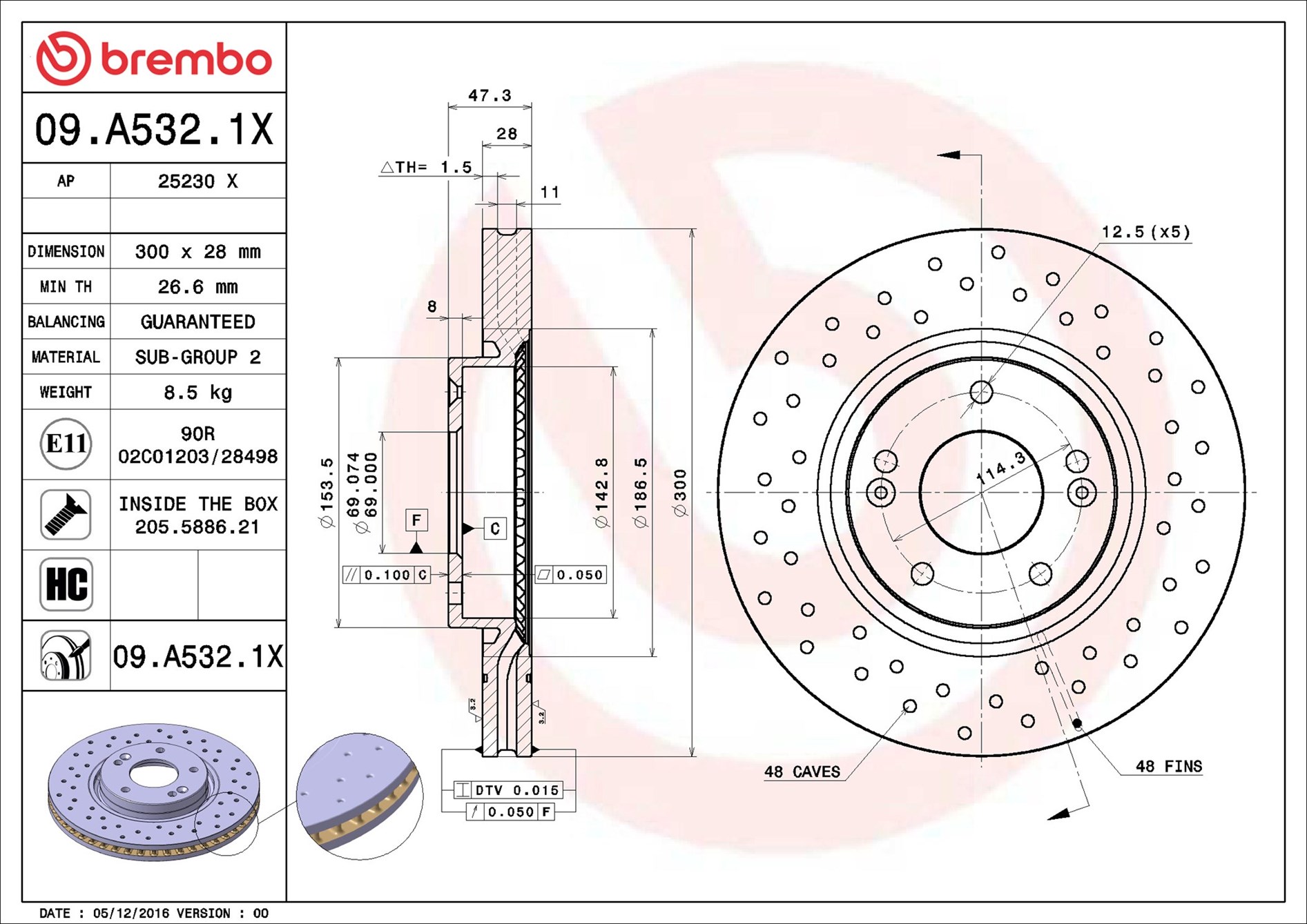 Disco freno BREMBO 09A5321X