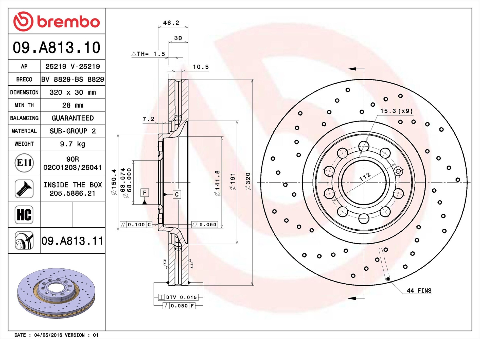 Disco freno BREMBO 09A81311