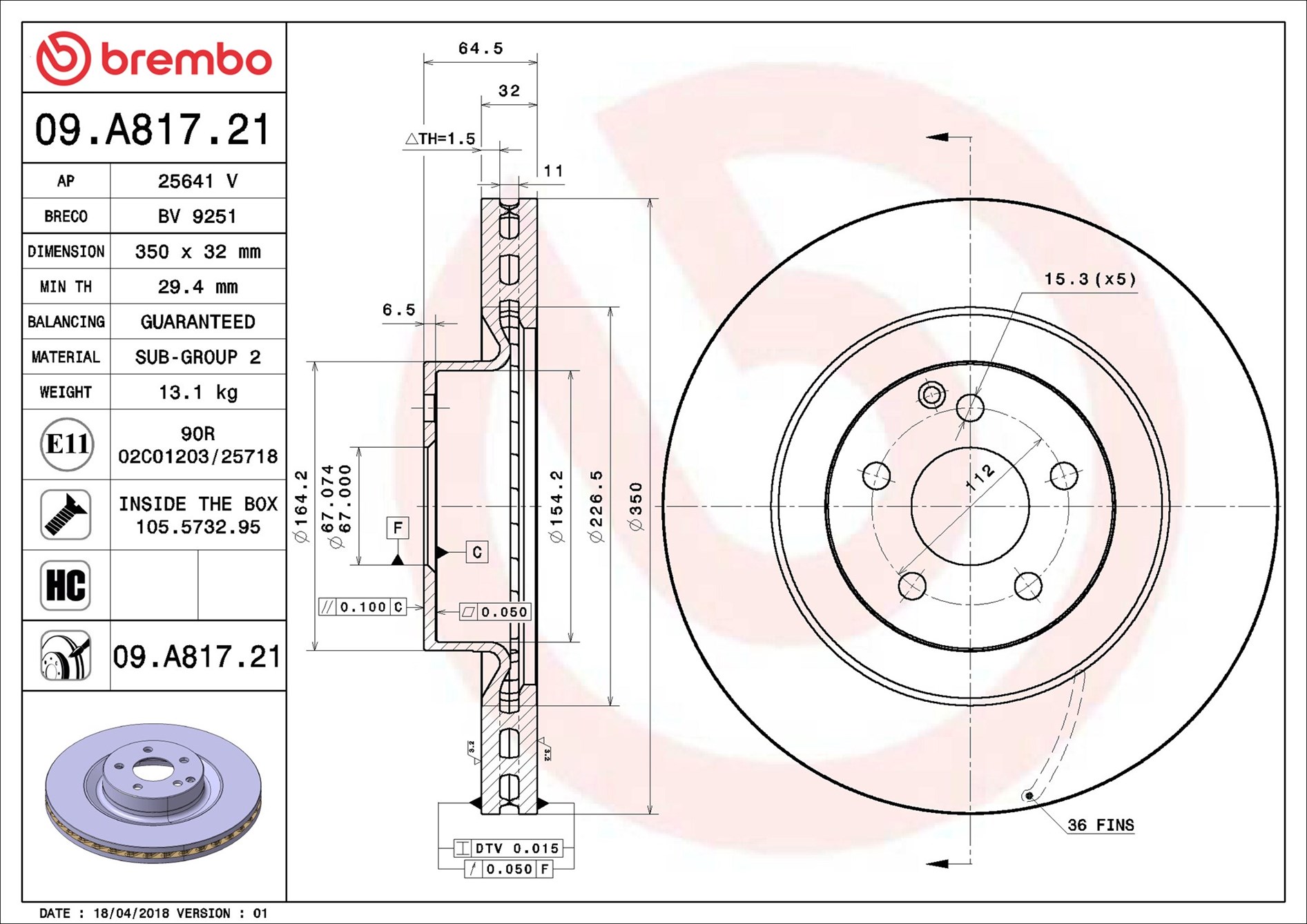 Disco freno BREMBO 09A81721