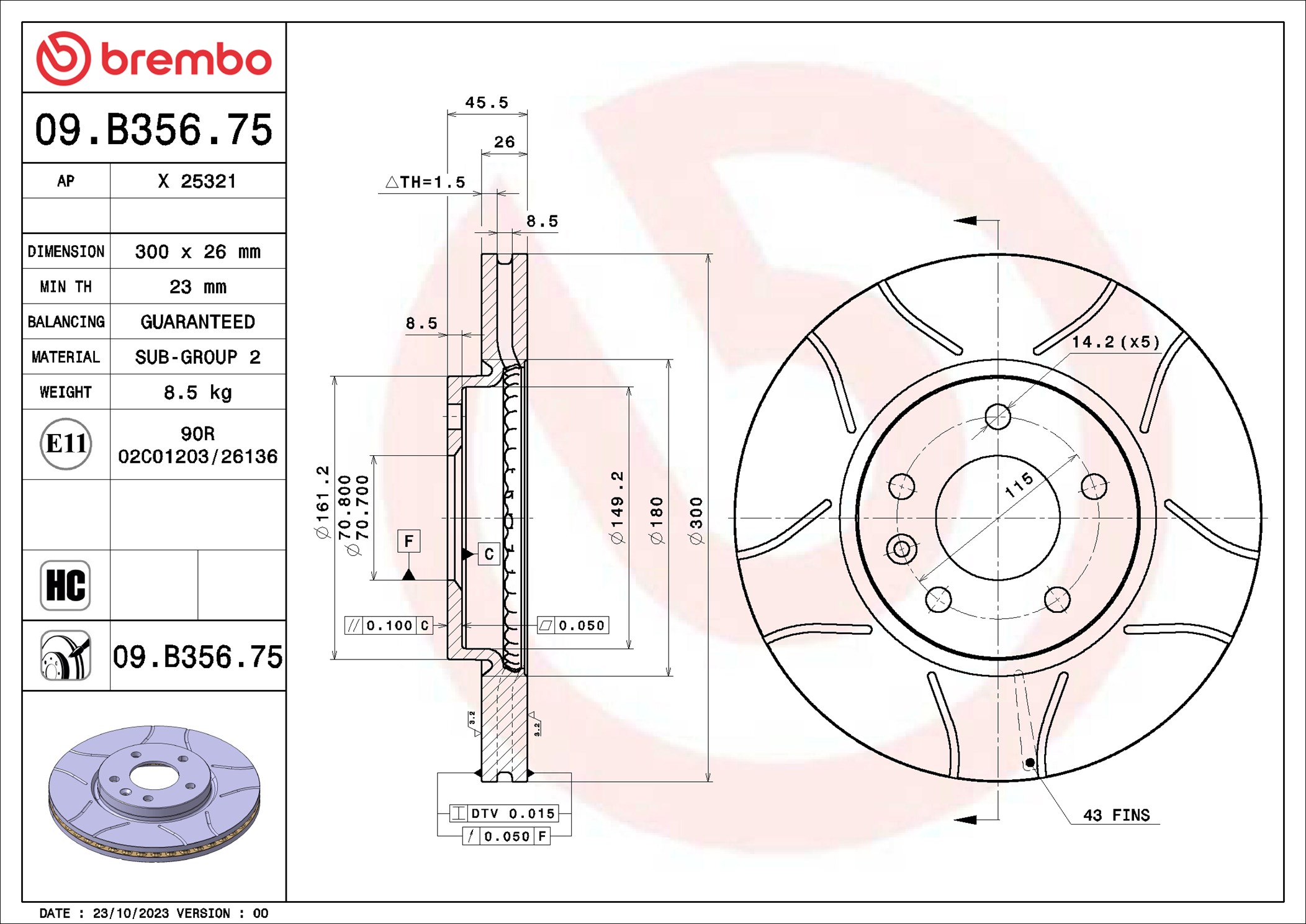 Disco freno BREMBO 09B35675