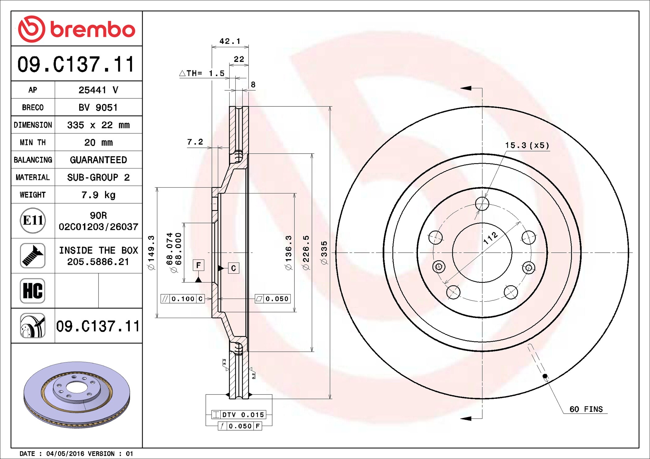 Disco freno BREMBO 09C13711