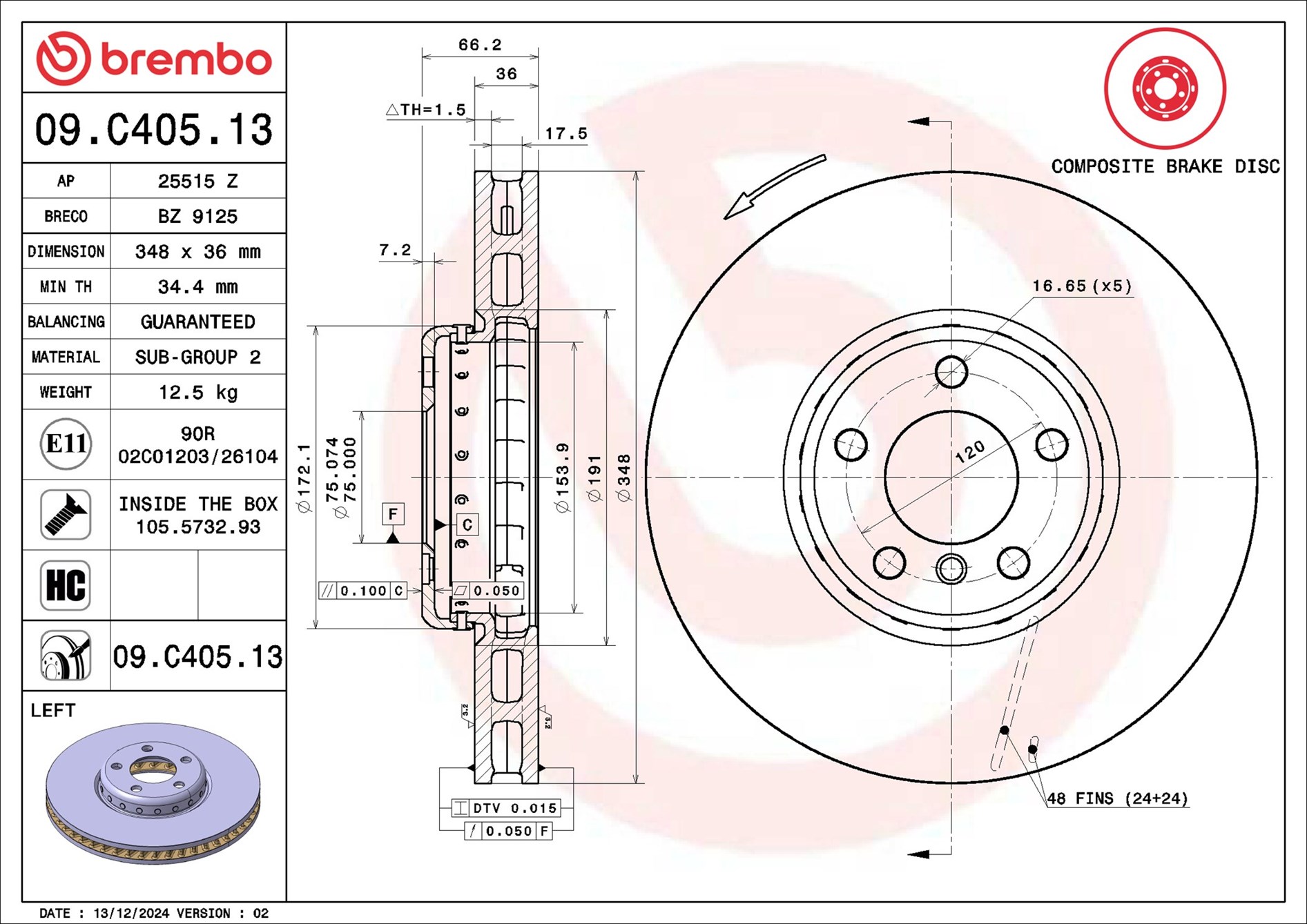 Disco freno BREMBO 09C40513