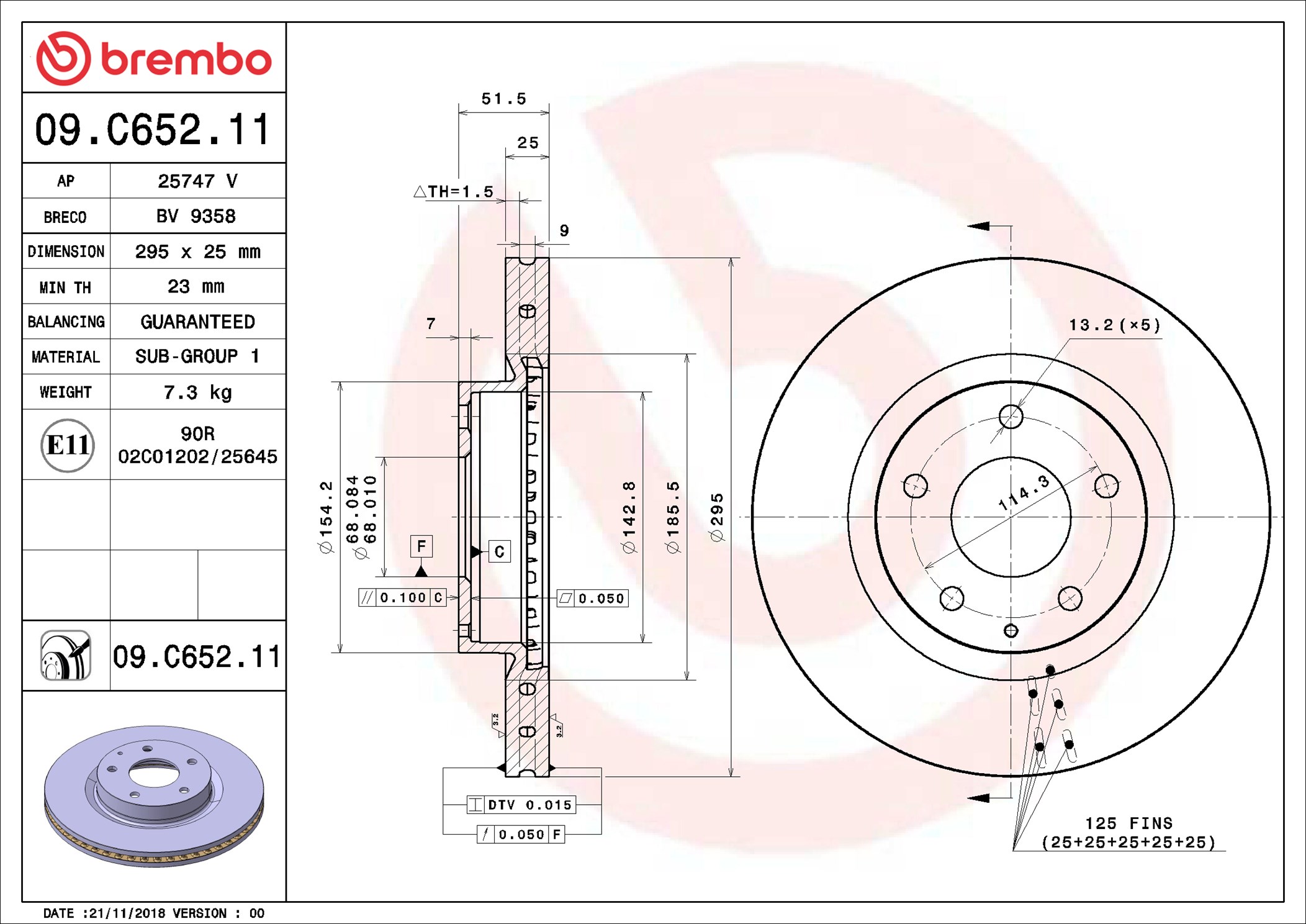 Disco freno BREMBO 09C65211