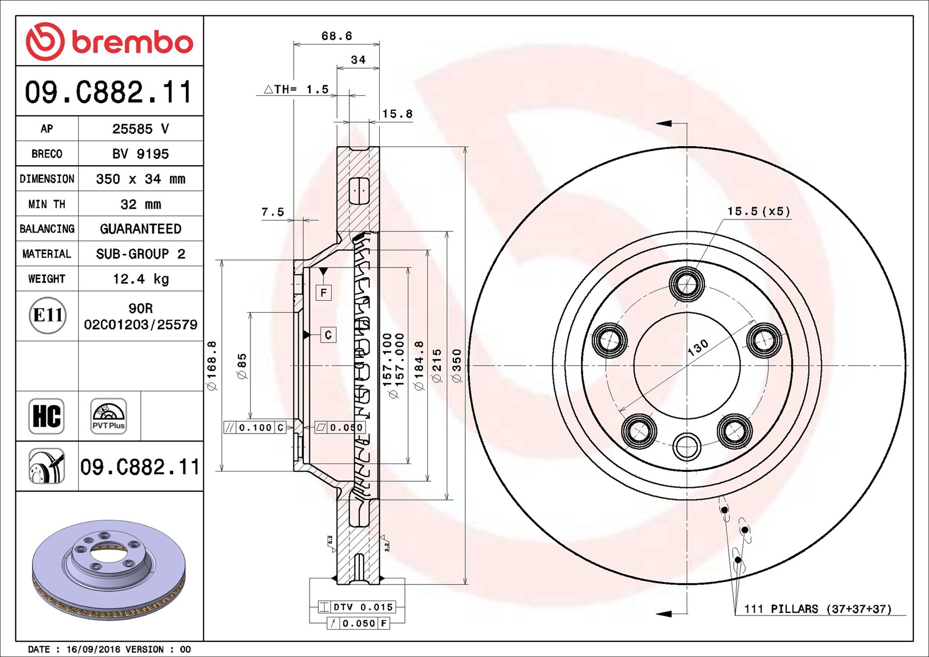 Disco freno BREMBO 09C88211