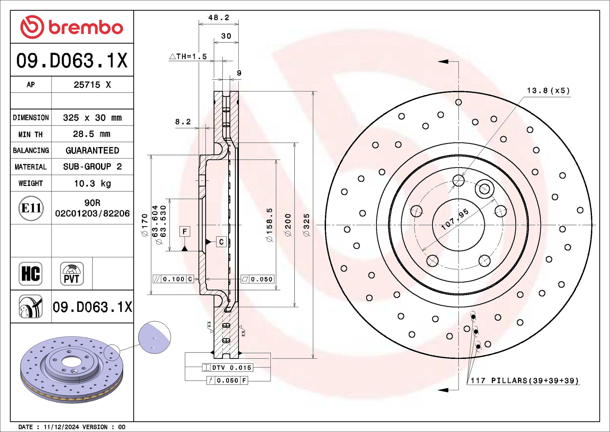 Disco freno BREMBO 09D0631X