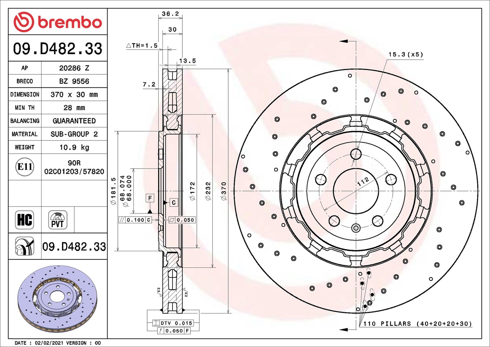 Disco freno BREMBO 09D48233
