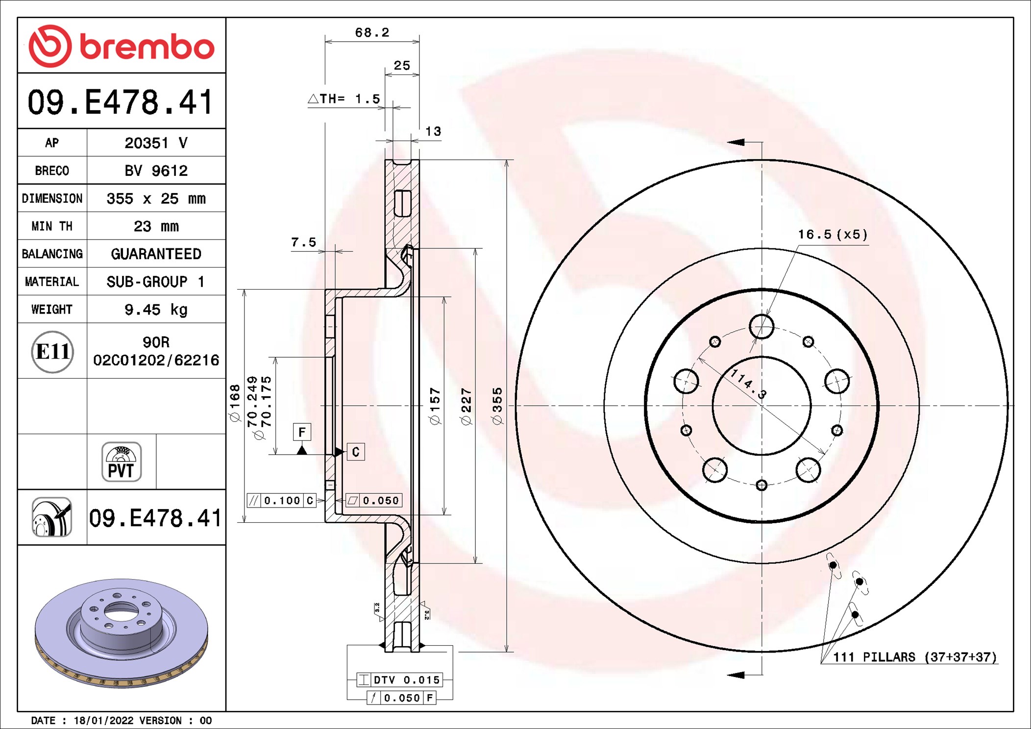 Disco freno BREMBO 09E47841