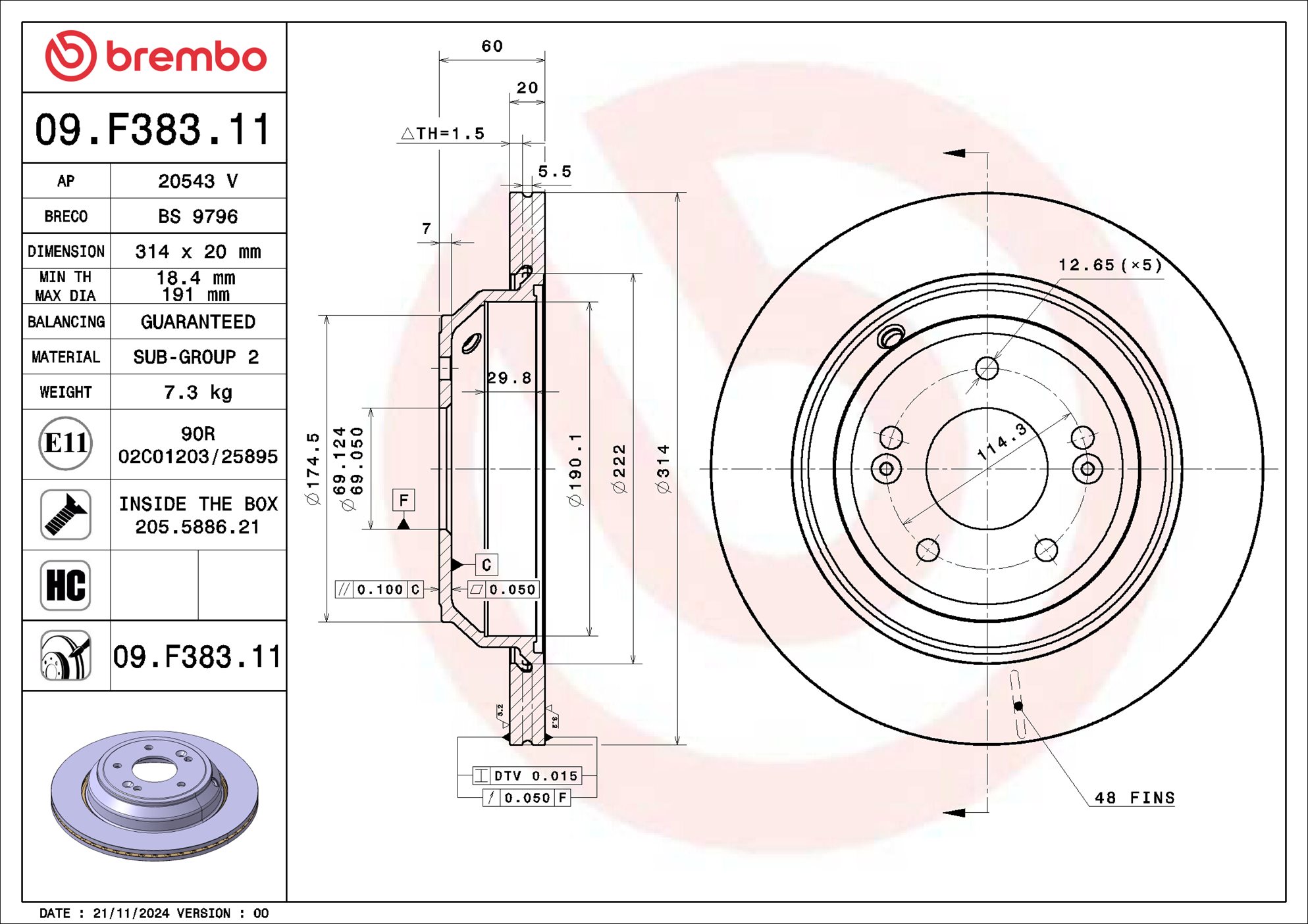 Disco freno BREMBO 09F38311