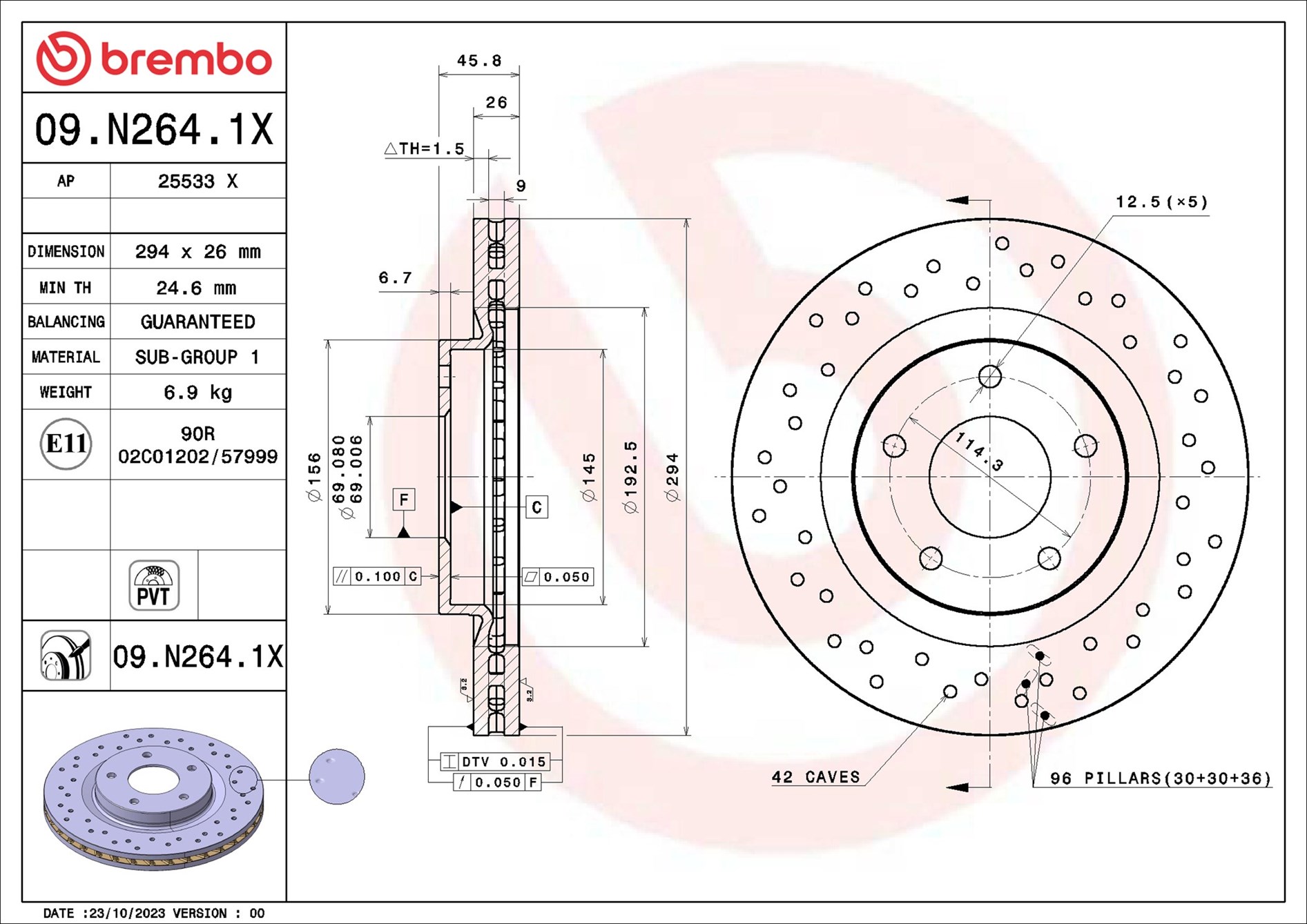 Disco freno BREMBO 09N2641X