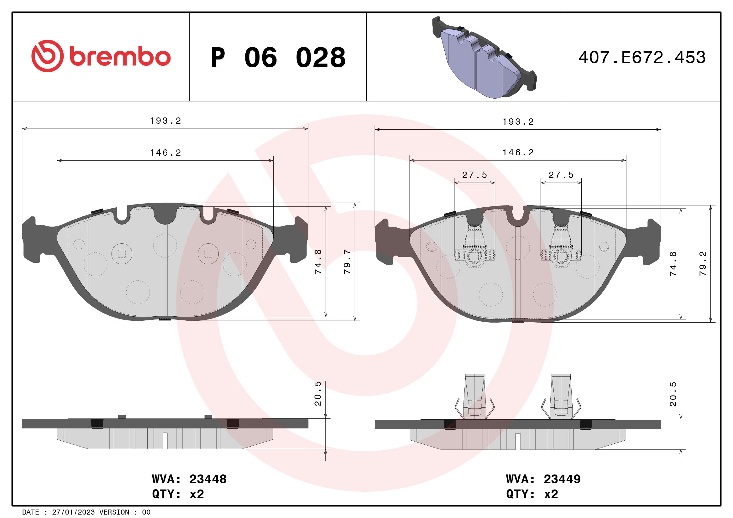 Pastiglie freno BREMBO P06028