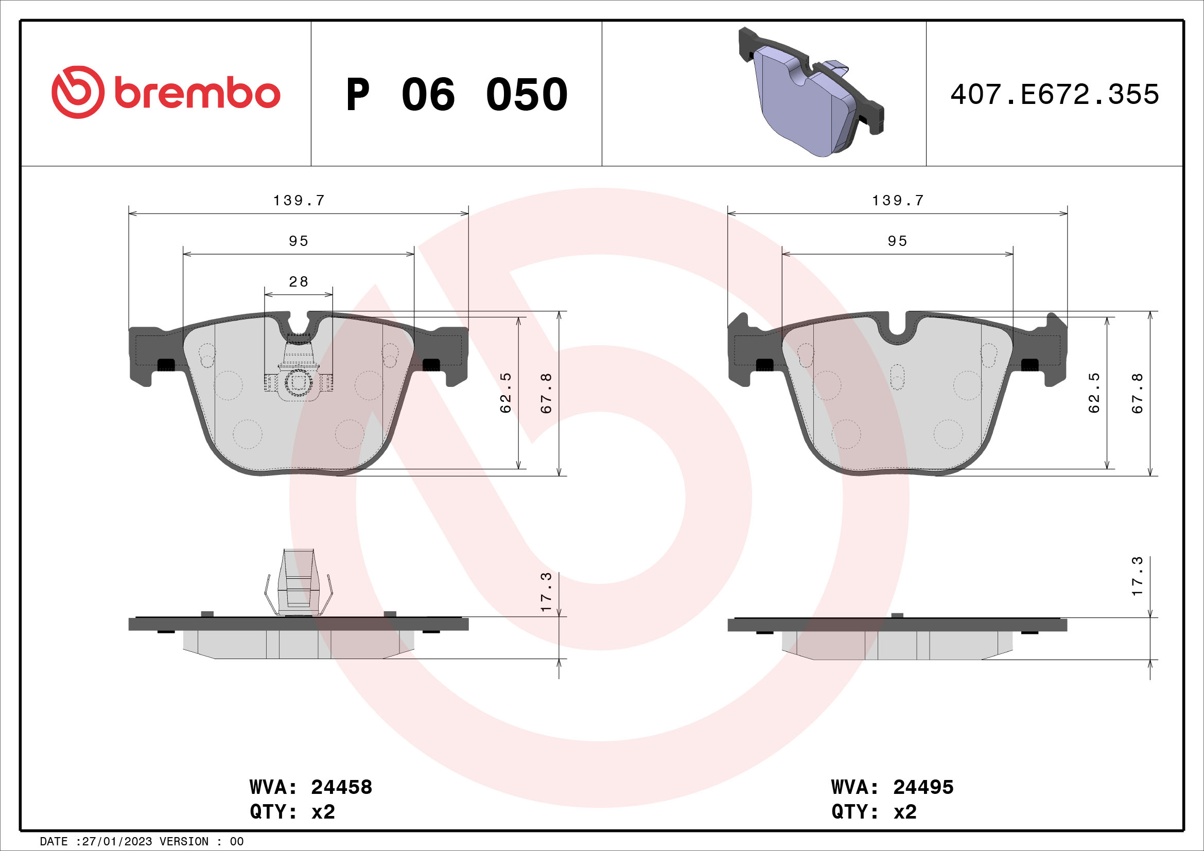Pastiglie freno BREMBO P06050