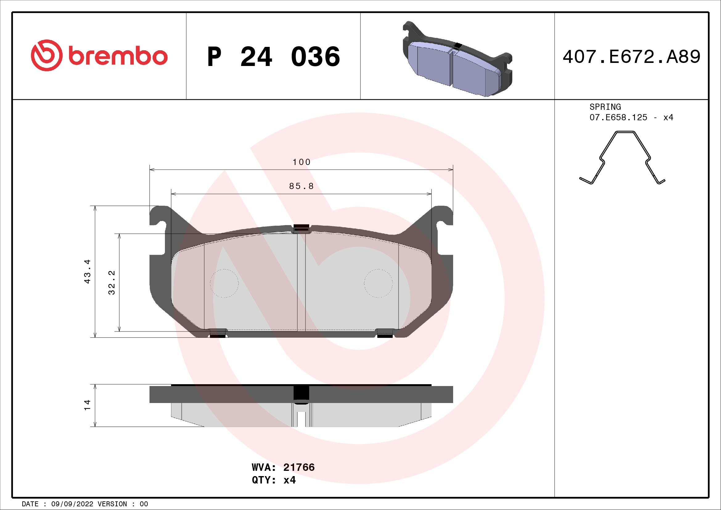 Pastiglie freno BREMBO P24036