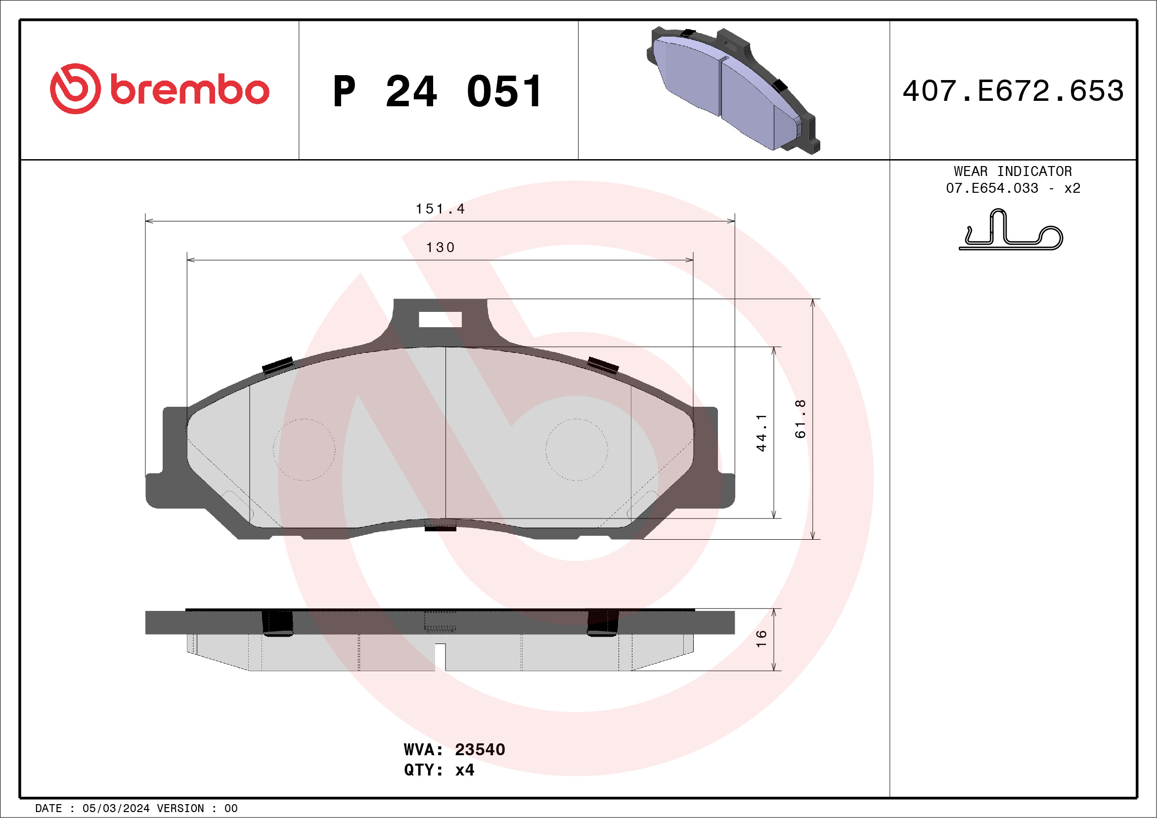 Pastiglie freno BREMBO P24051