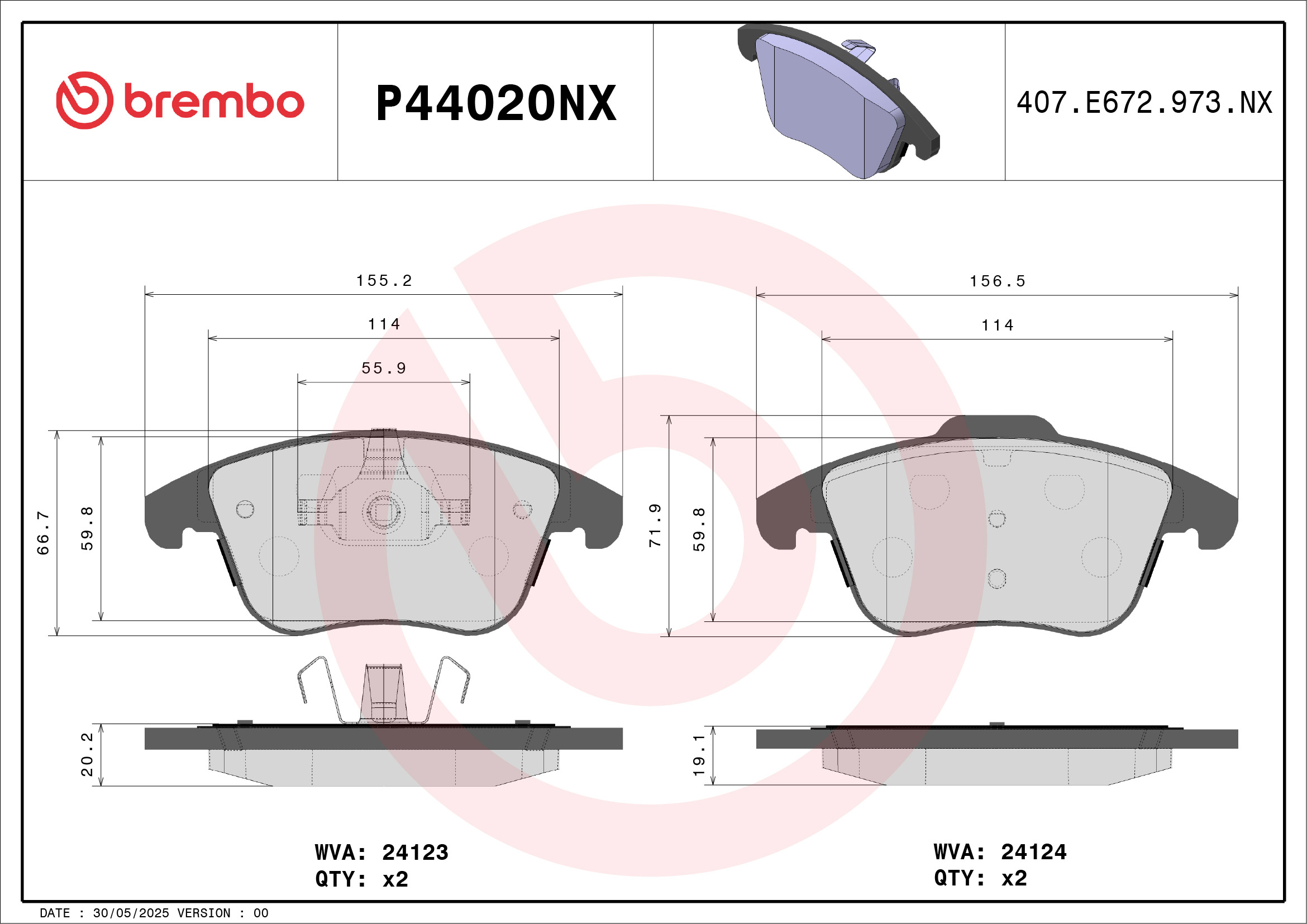 Pastiglie freno BREMBO P44020NX