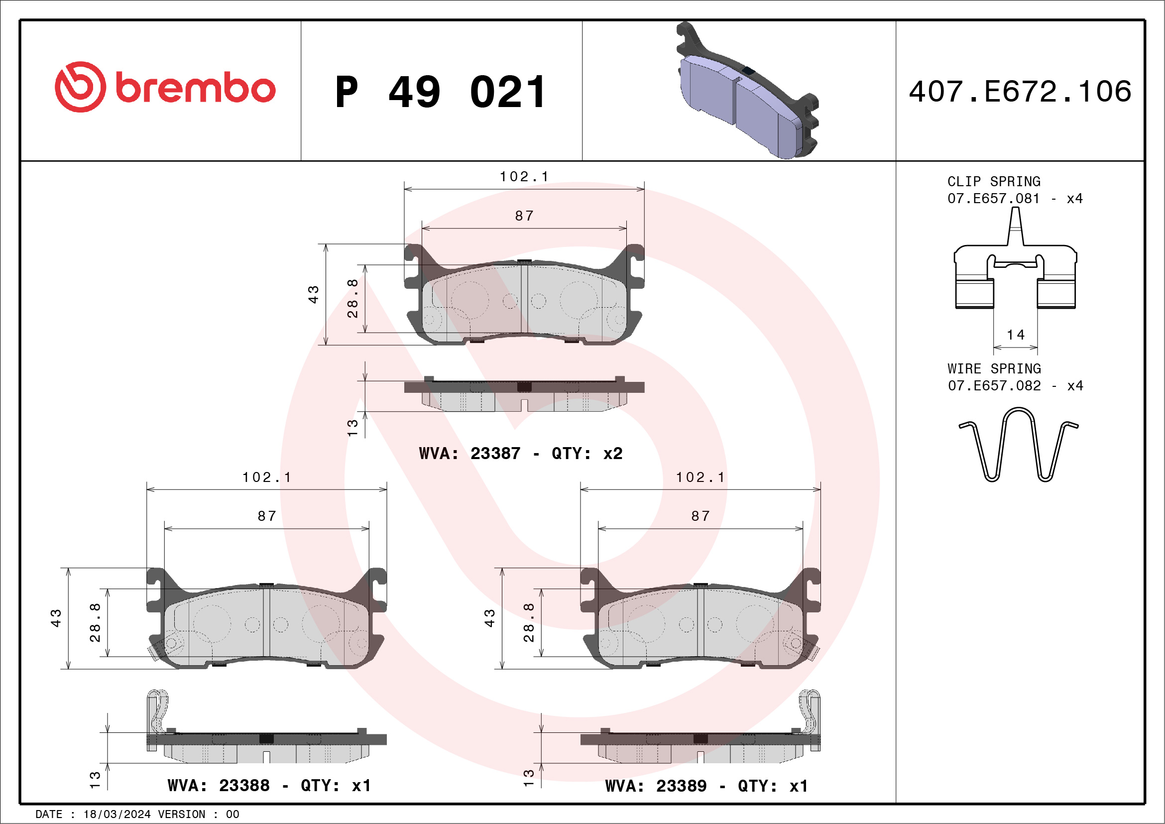 Pastiglie freno BREMBO P49021
