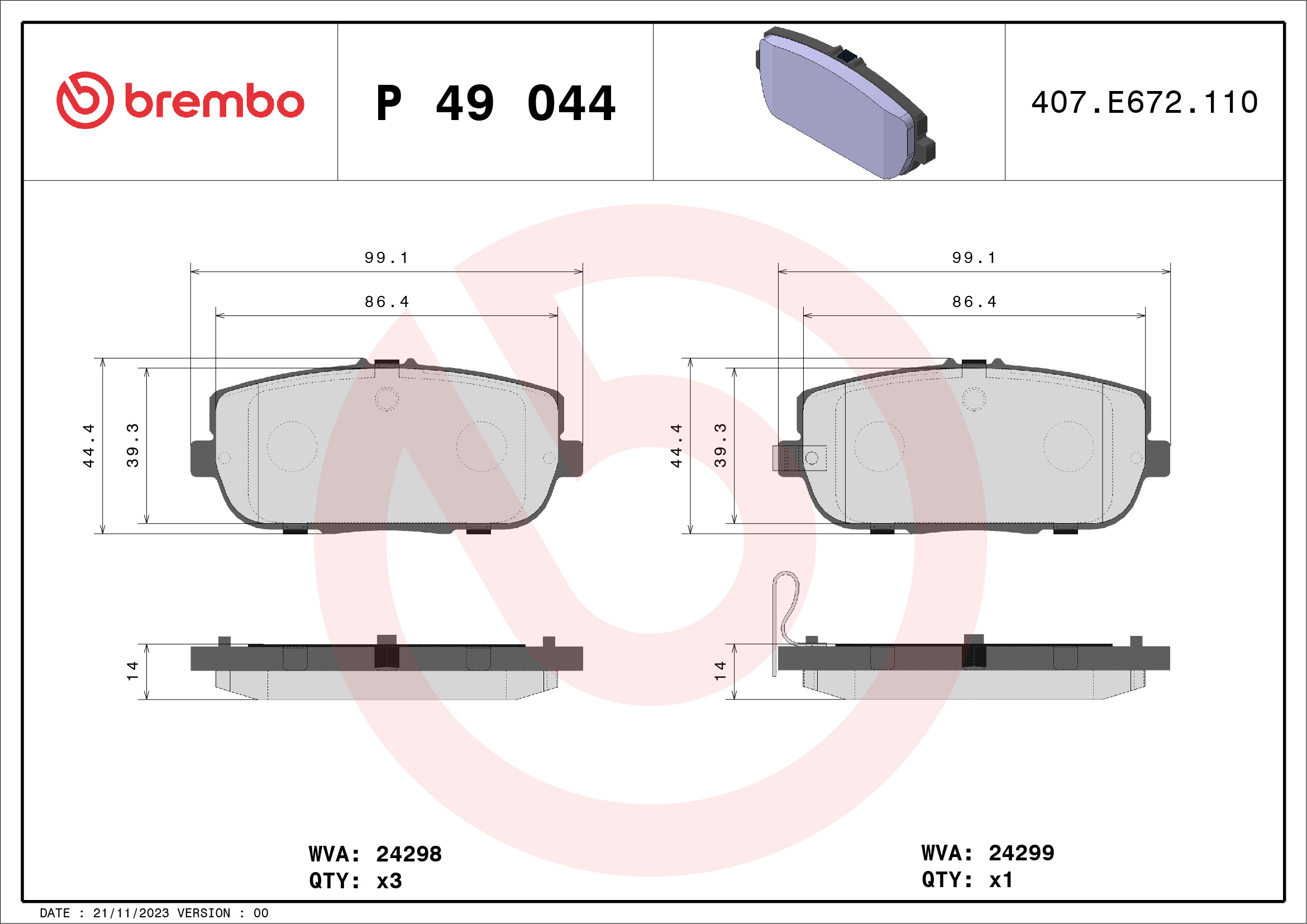 Pastiglie freno BREMBO P49044