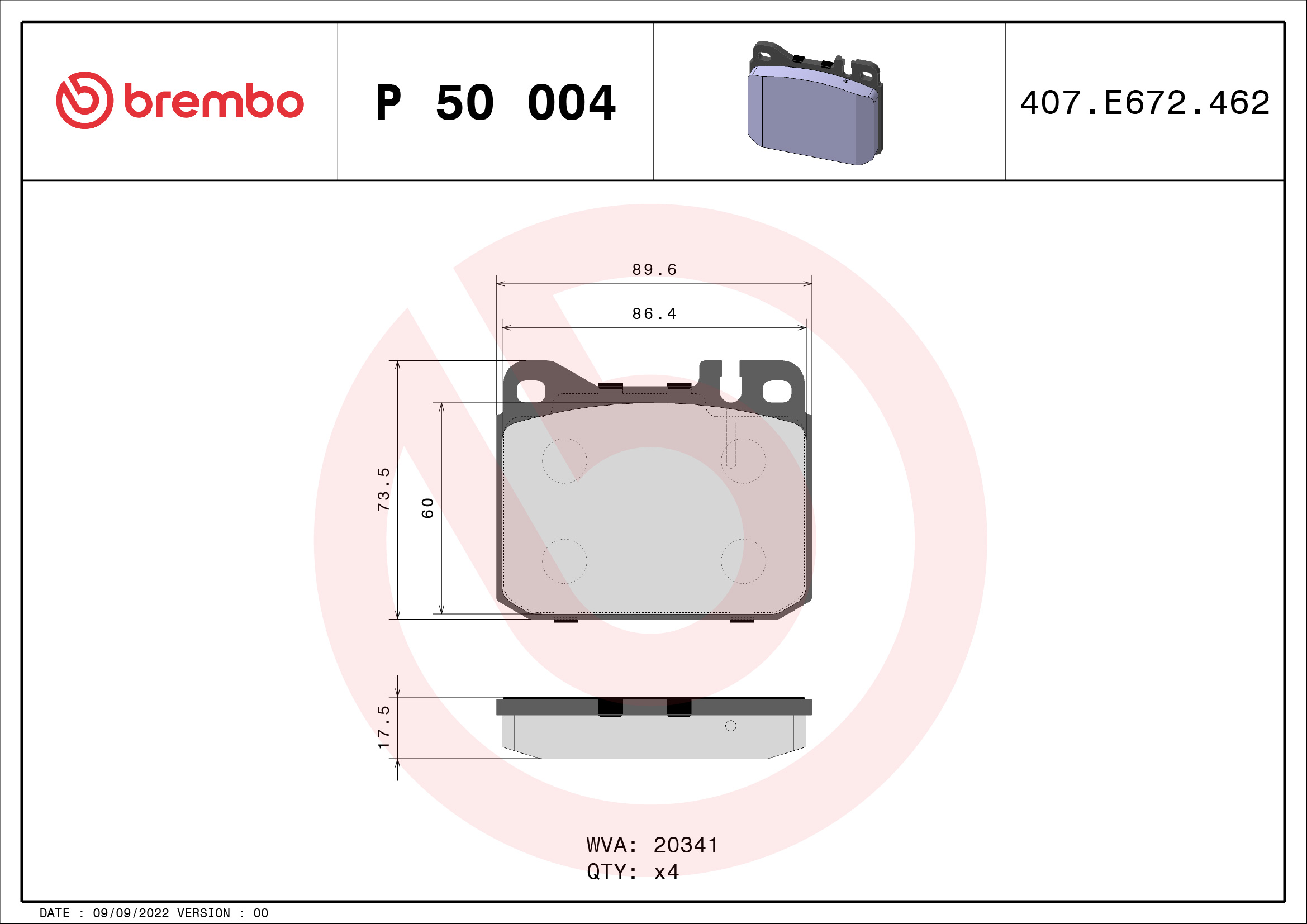 Pastiglie freno BREMBO P50004