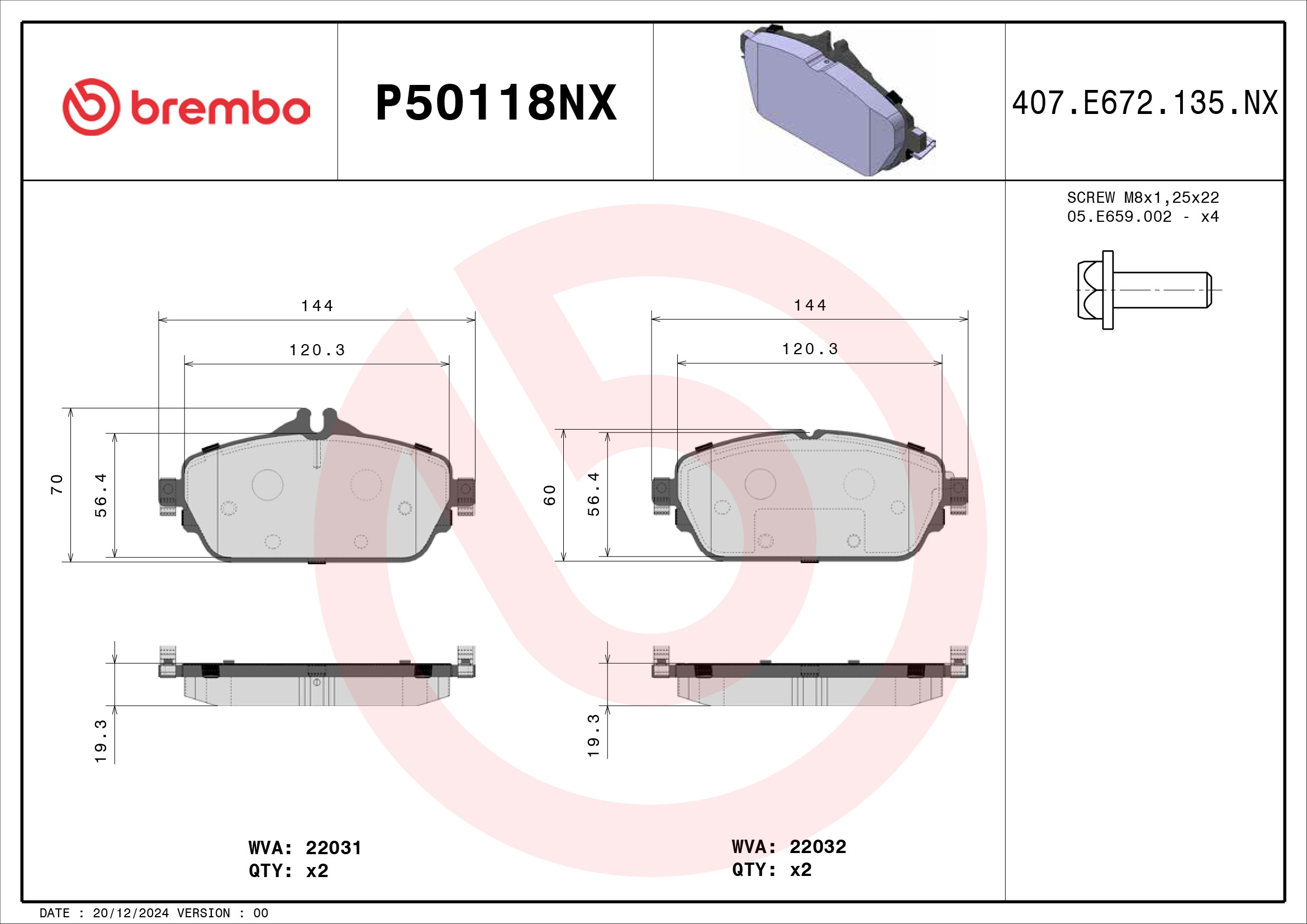 Pastiglie freno BREMBO P50118NX