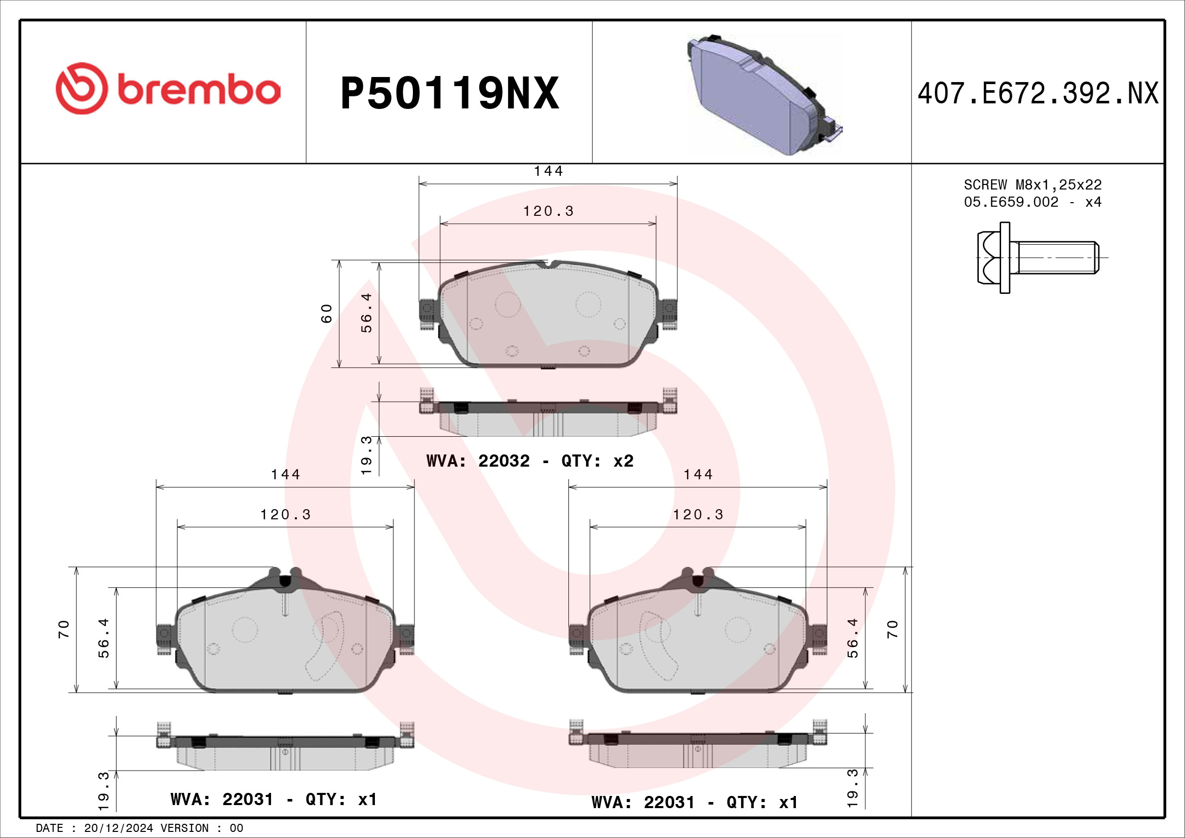 Pastiglie freno BREMBO P50119NX