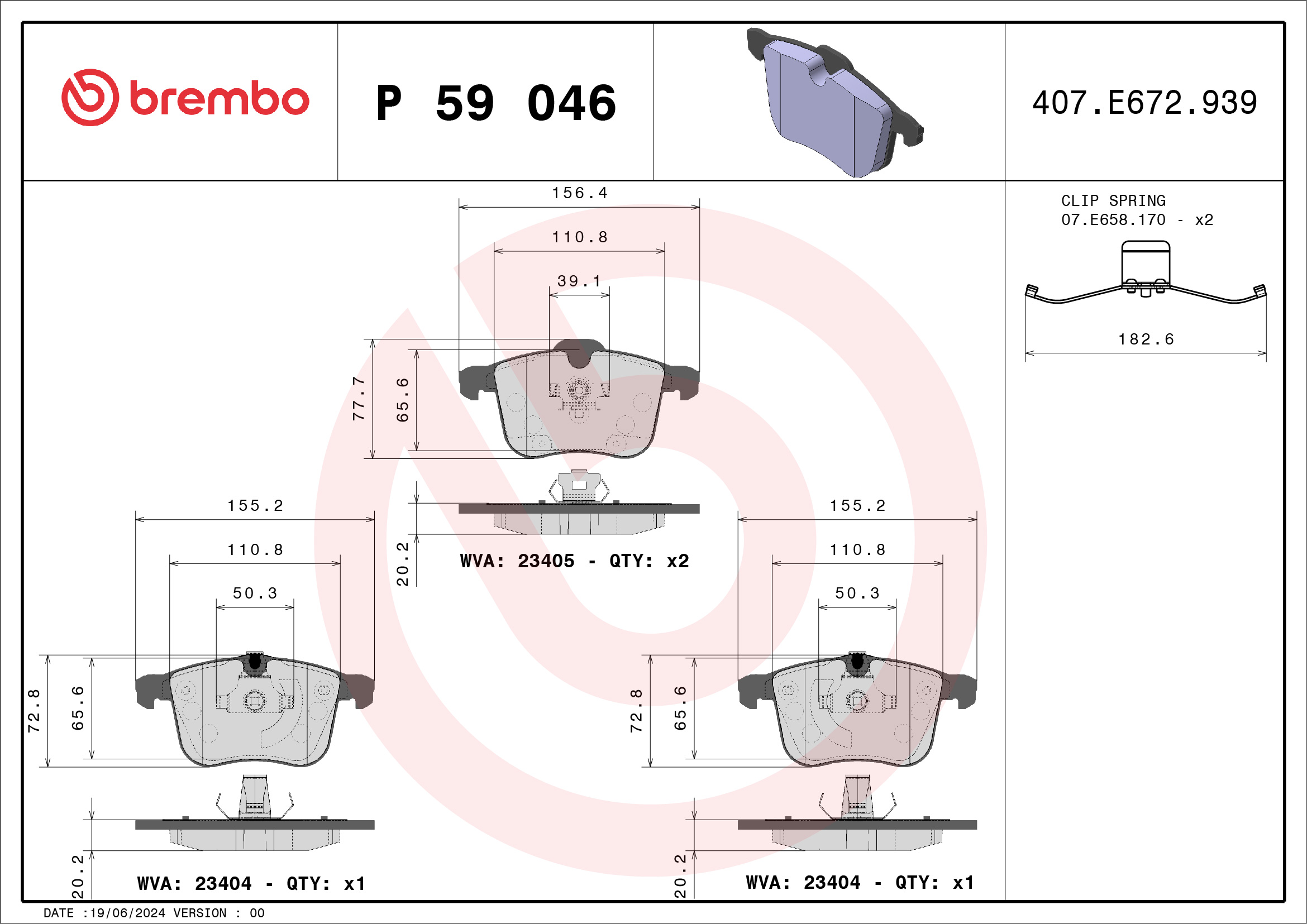 Pastiglie freno BREMBO P59046