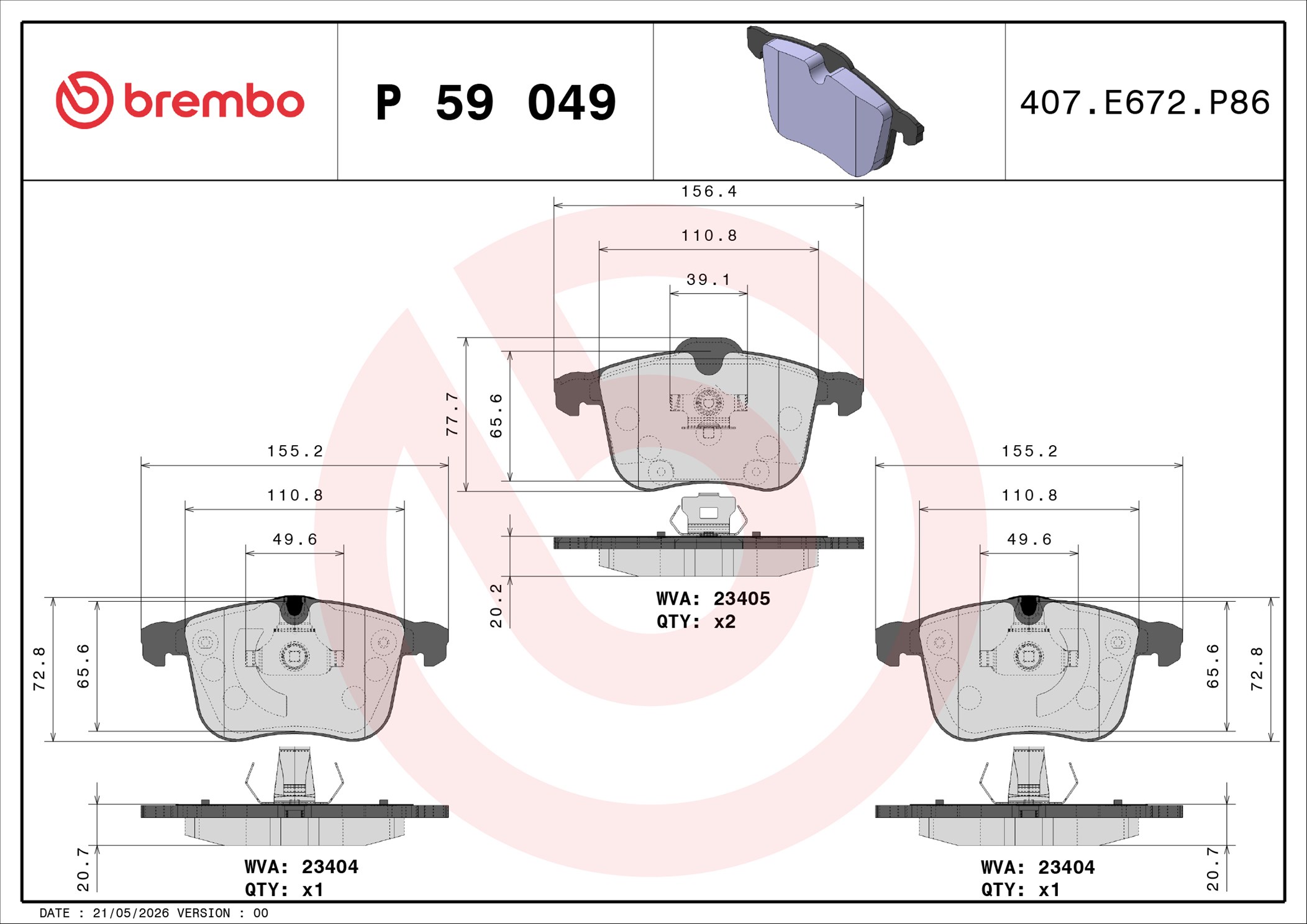 Pastiglie freno BREMBO P59049