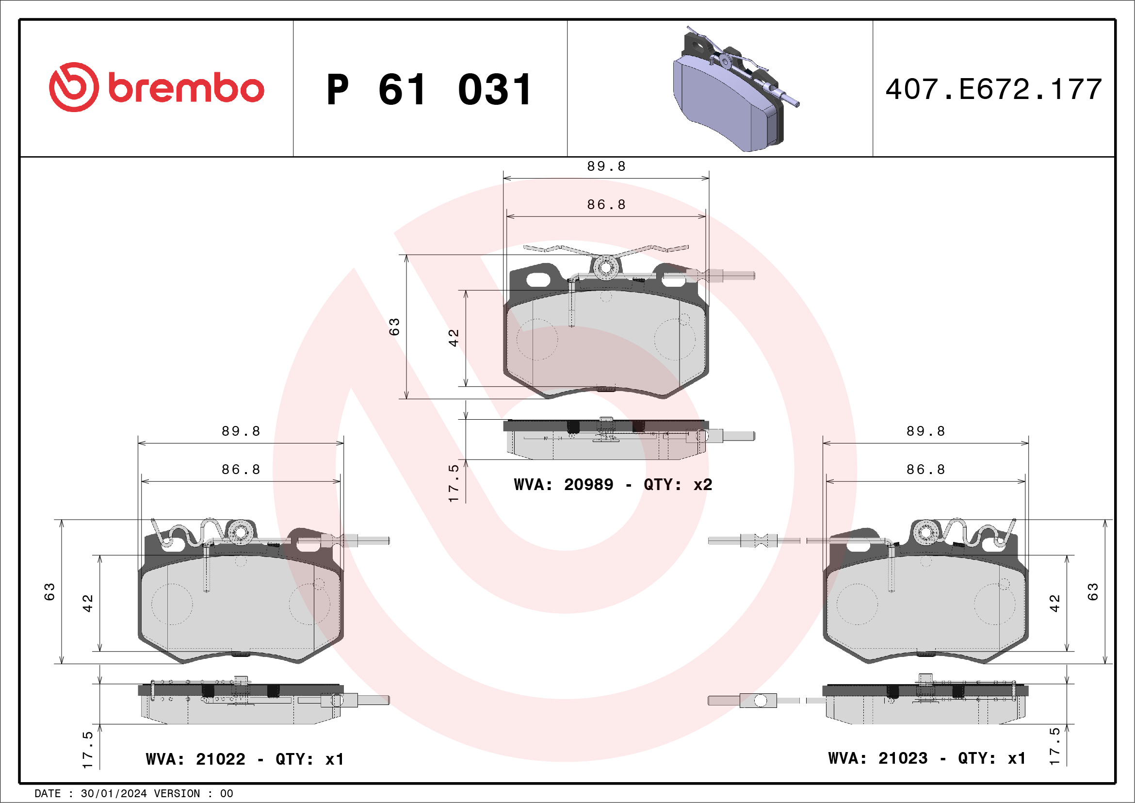 Pastiglie freno BREMBO P61031