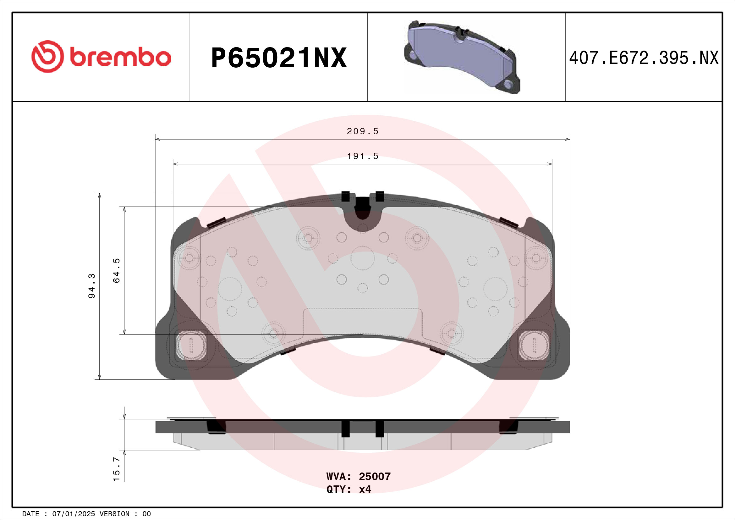 Pastiglie freno BREMBO P65021NX