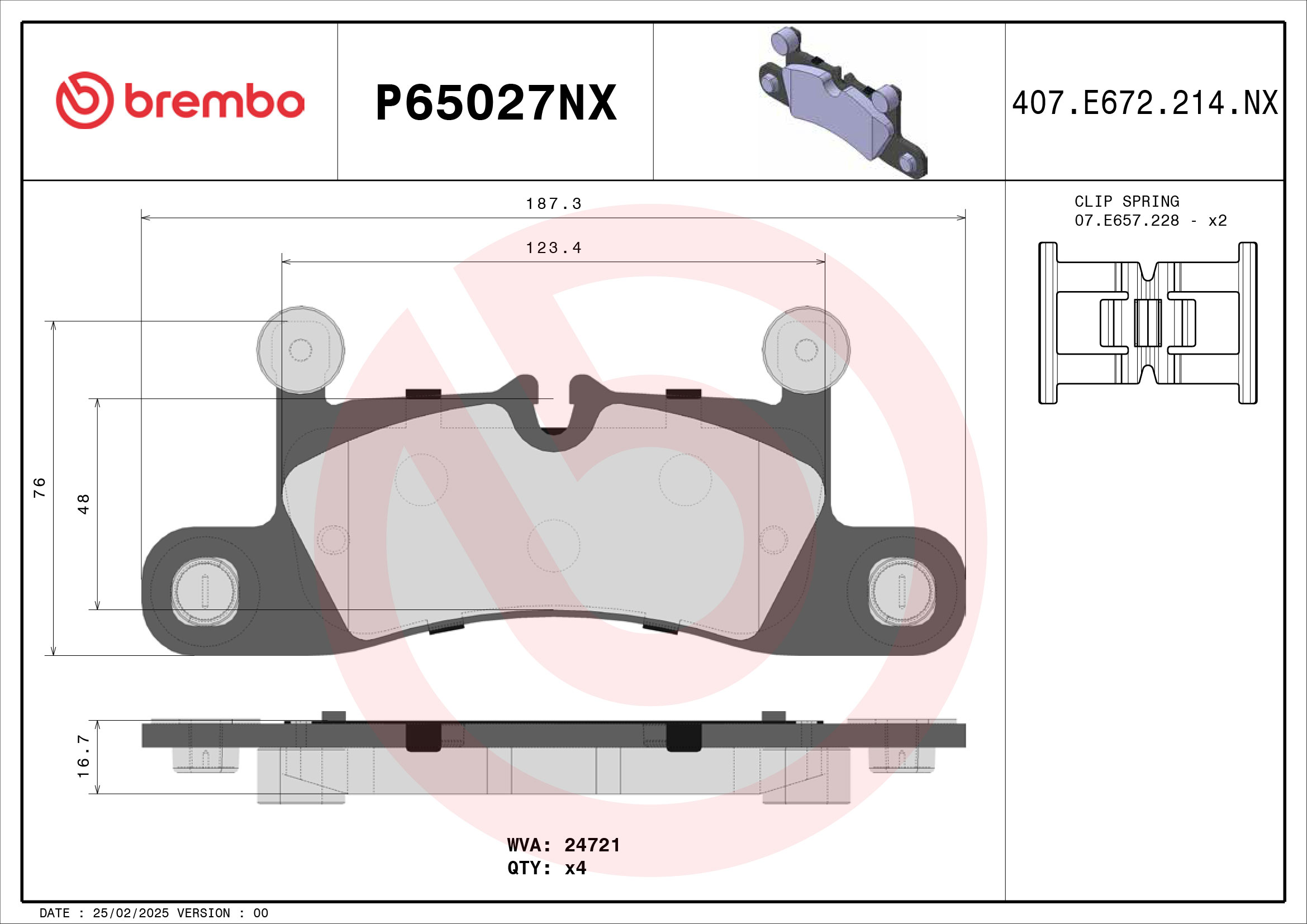 Pastiglie freno BREMBO P65027NX