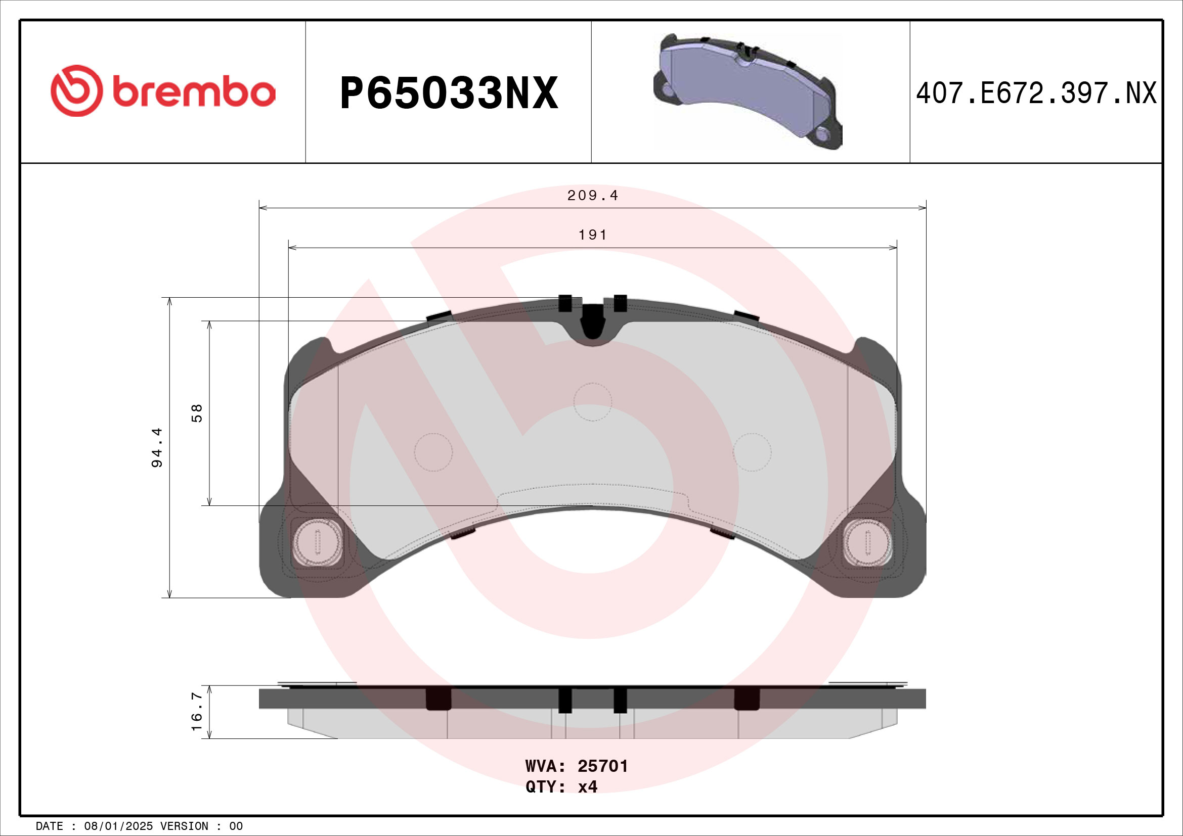 Pastiglie freno BREMBO P65033NX