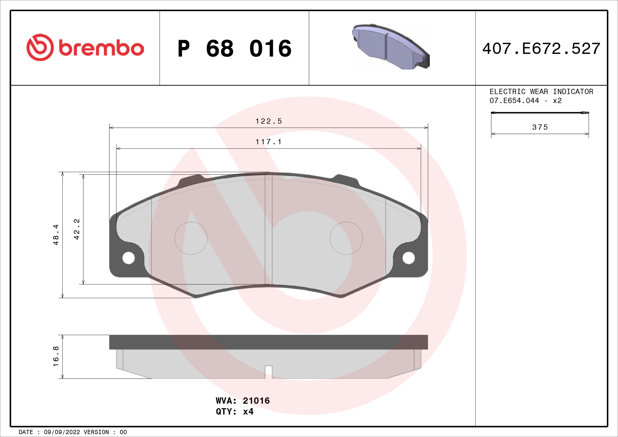 Pastiglie freno BREMBO P68016