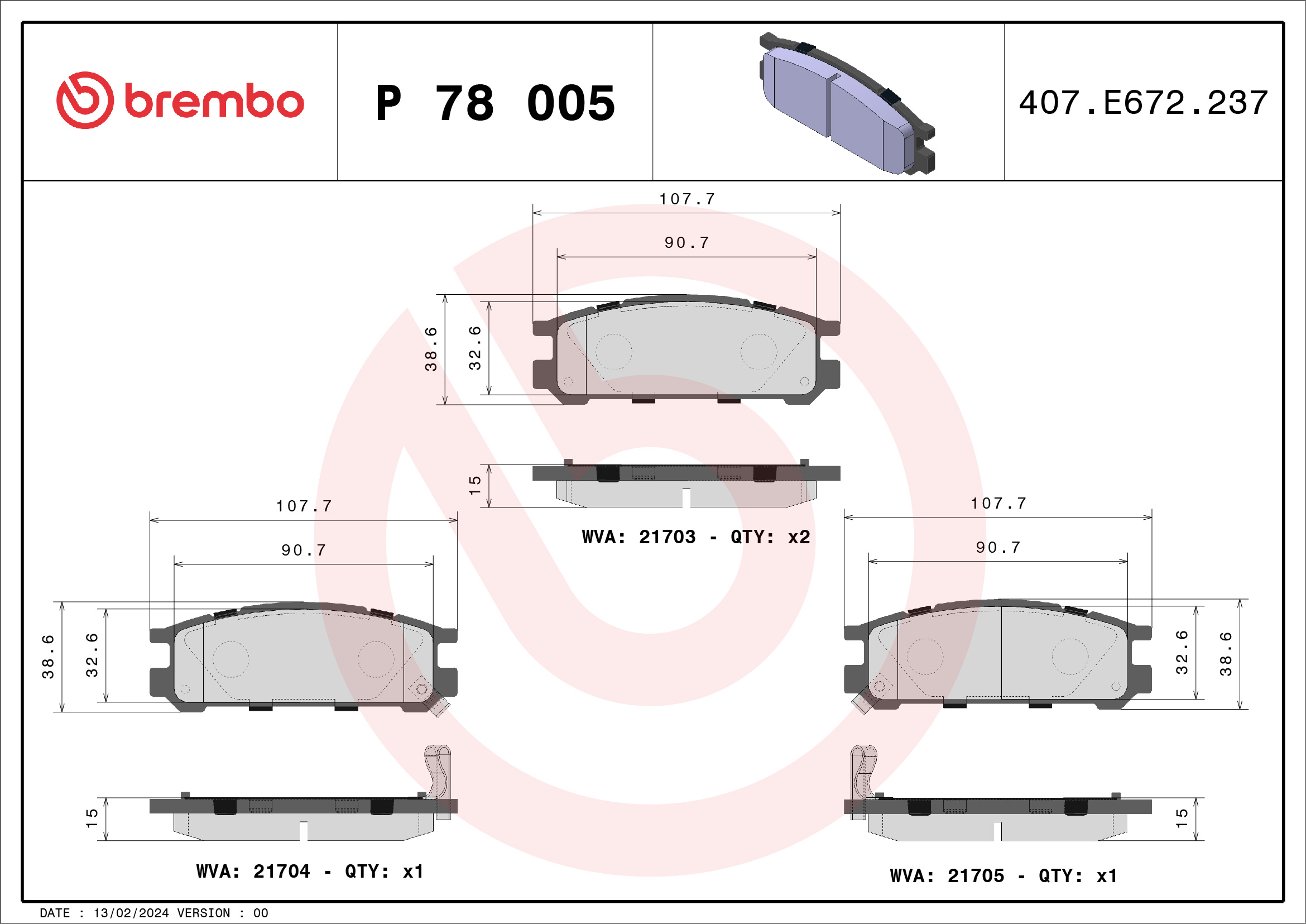 Pastiglie freno BREMBO P78005
