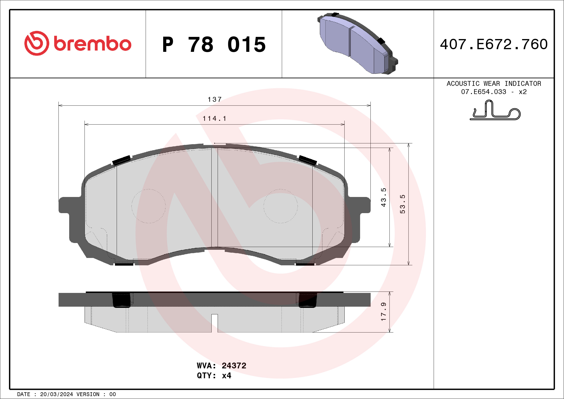 Pastiglie freno BREMBO P78015