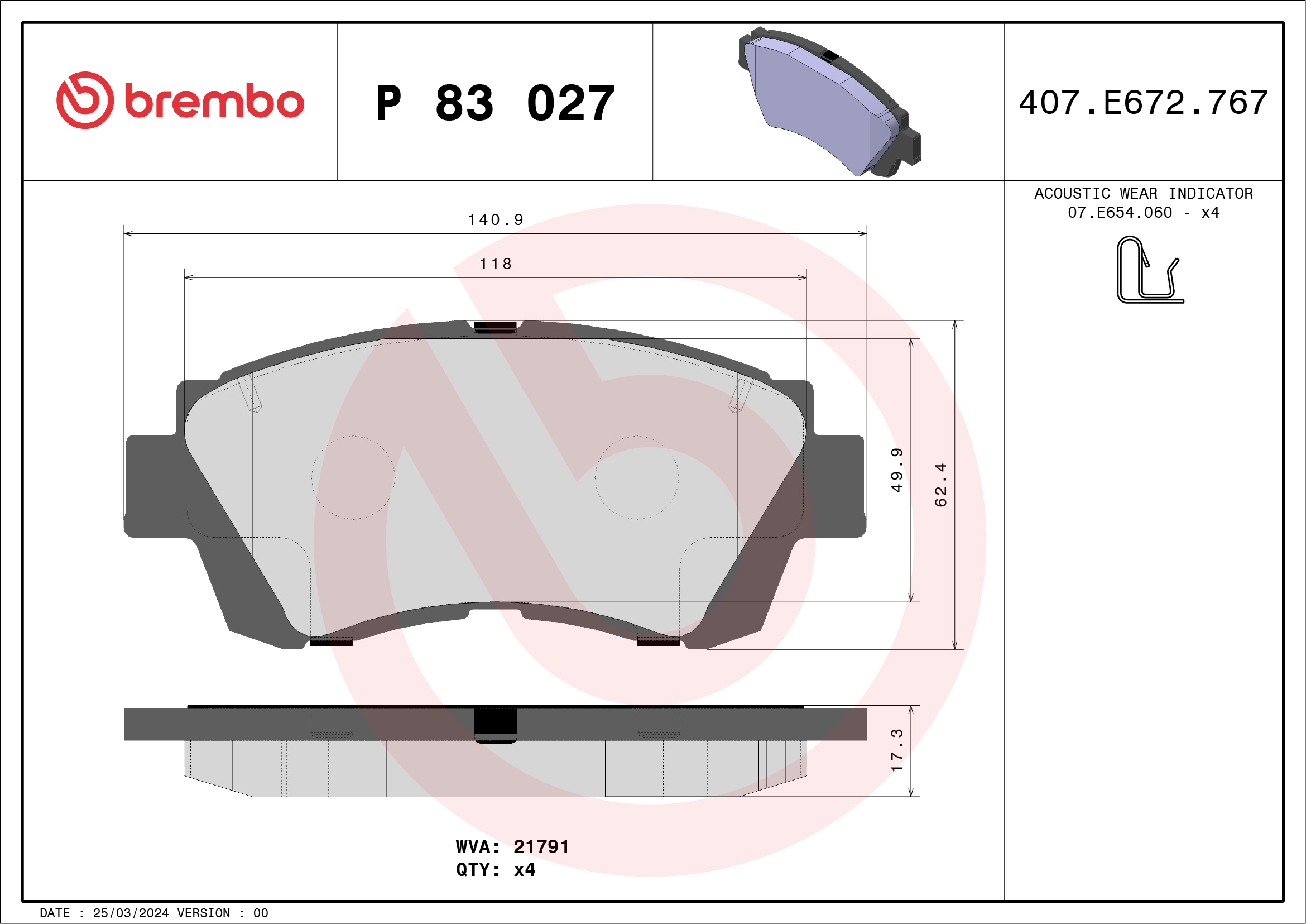 Pastiglie freno BREMBO P83027