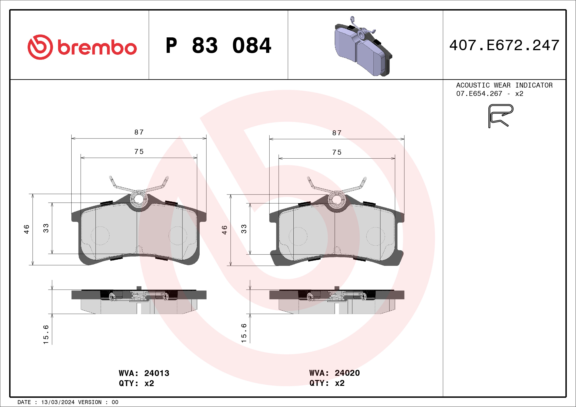 Pastiglie freno BREMBO P83084