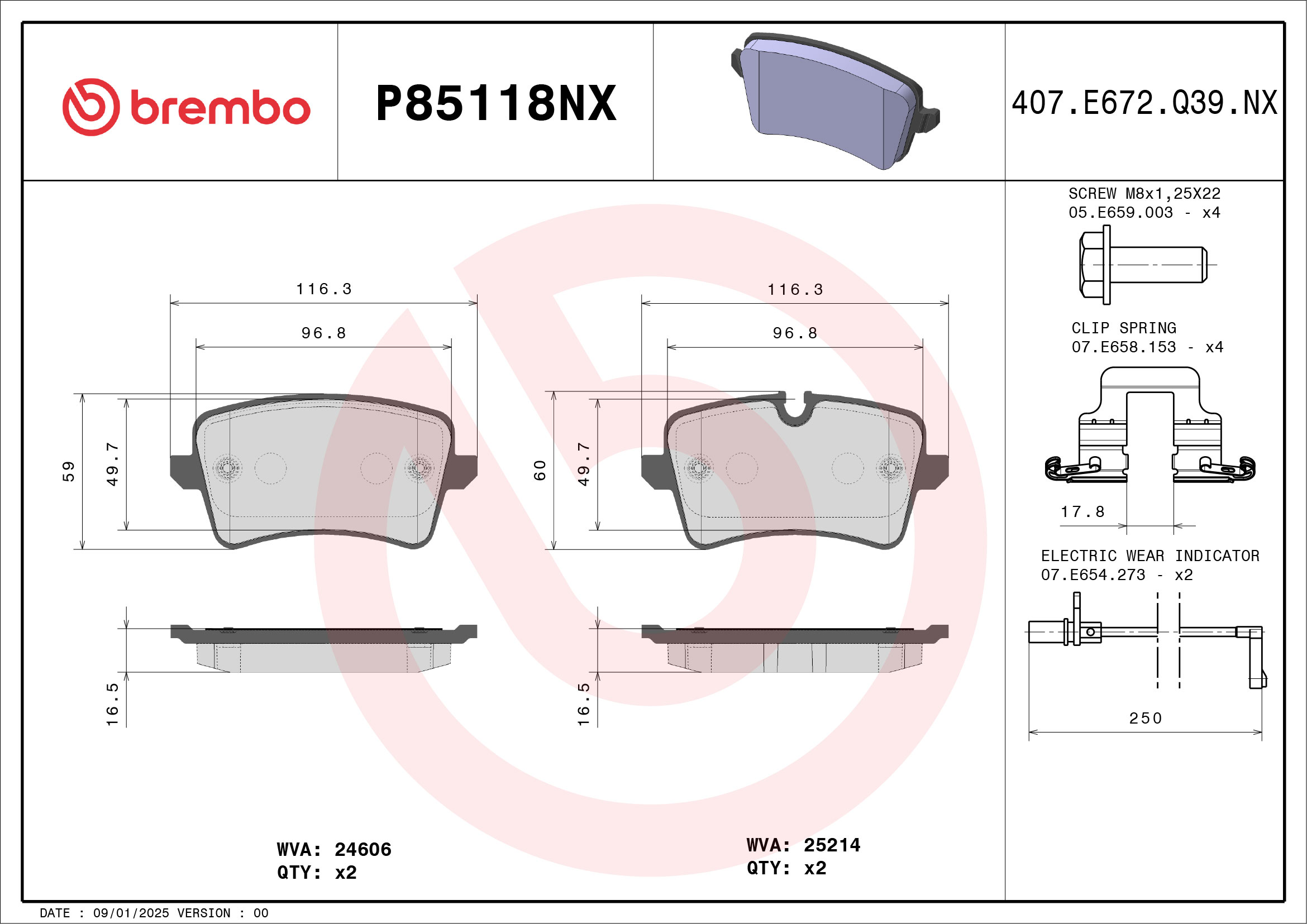 Pastiglie freno BREMBO P85118NX