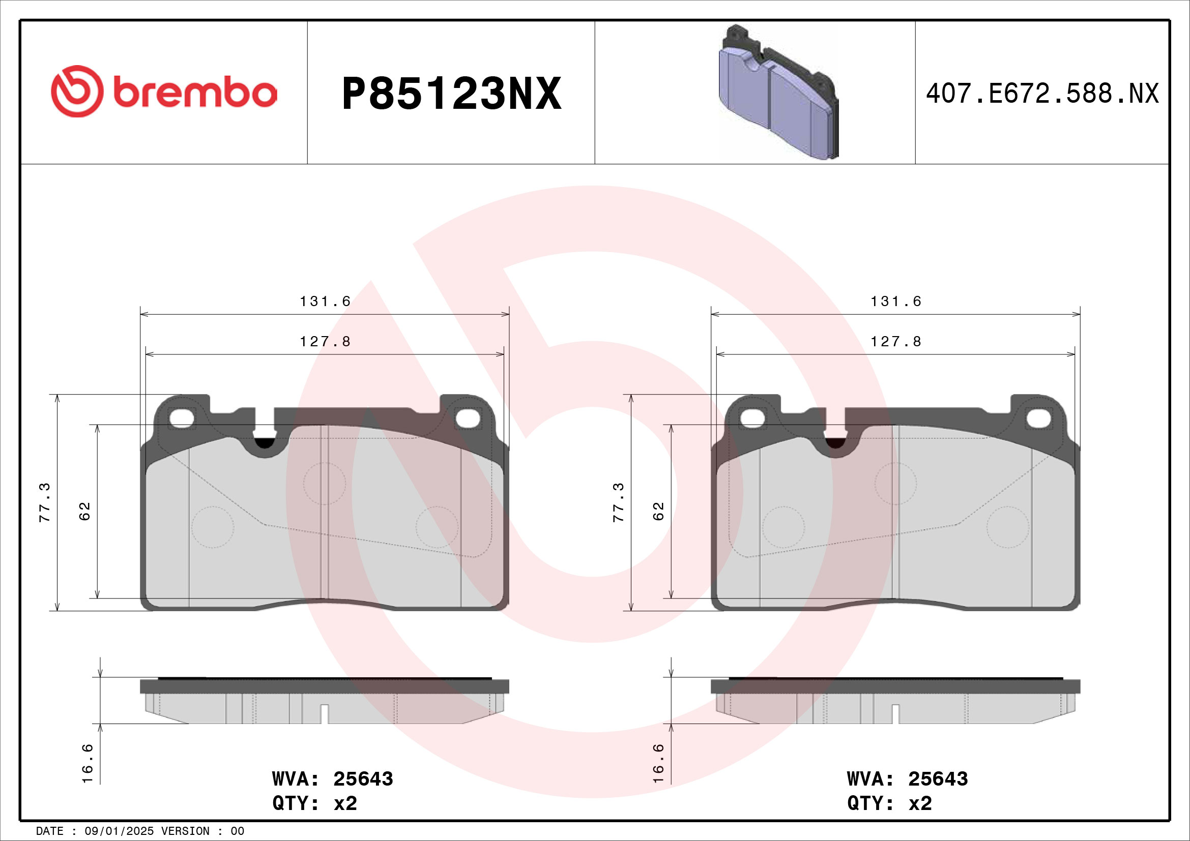 Pastiglie freno BREMBO P85123NX
