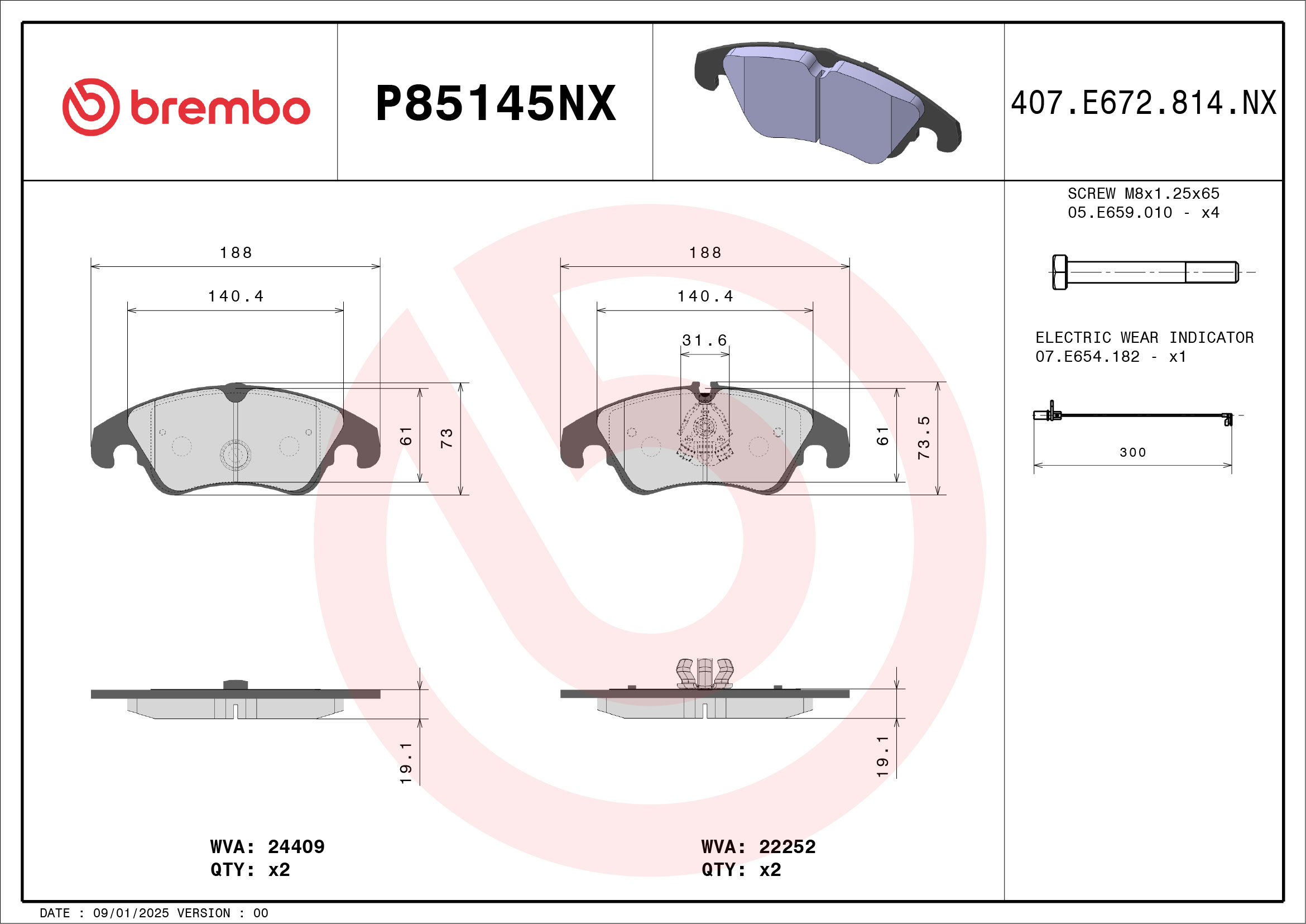 Pastiglie freno BREMBO P85145NX
