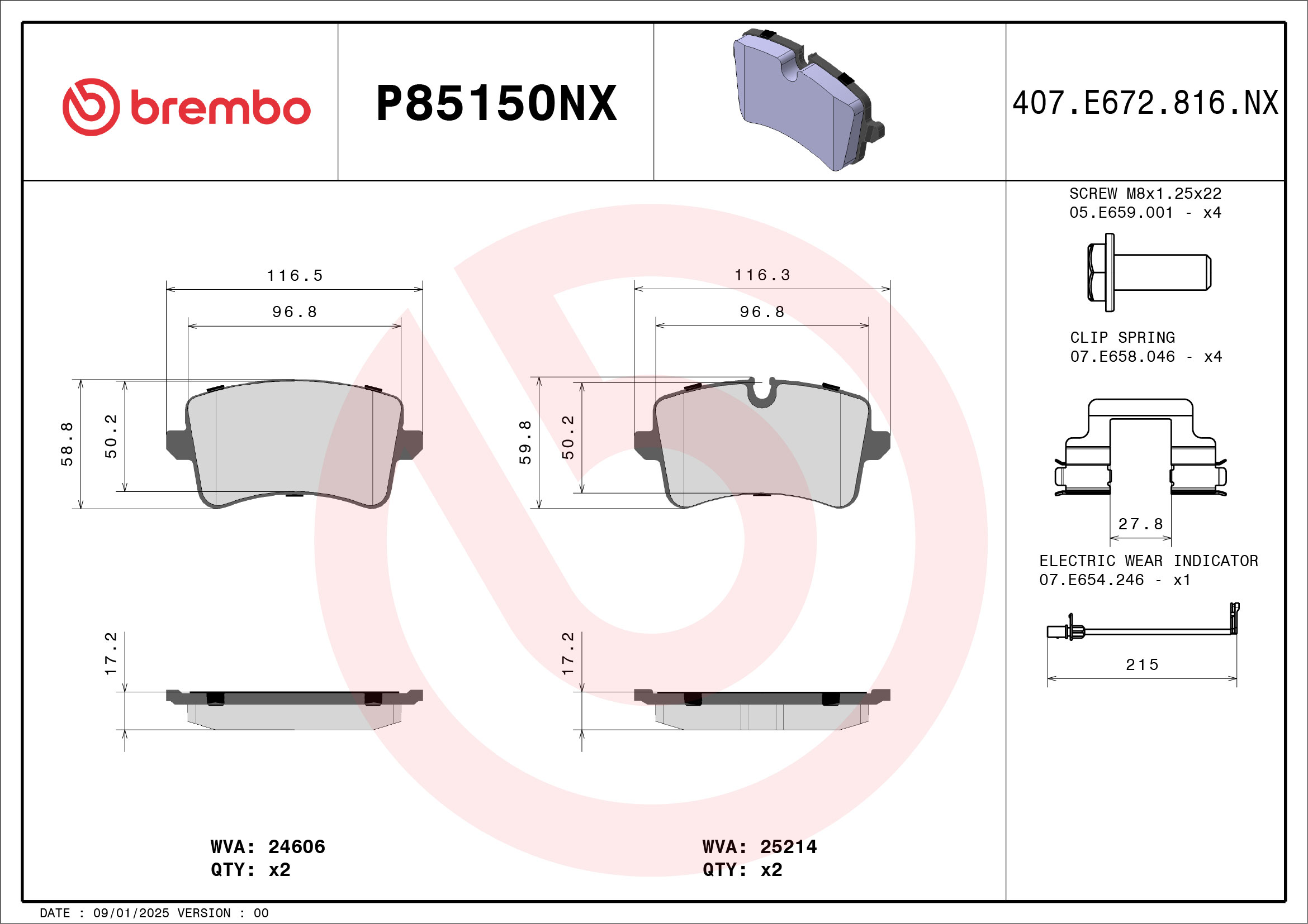 Pastiglie freno BREMBO P85150NX