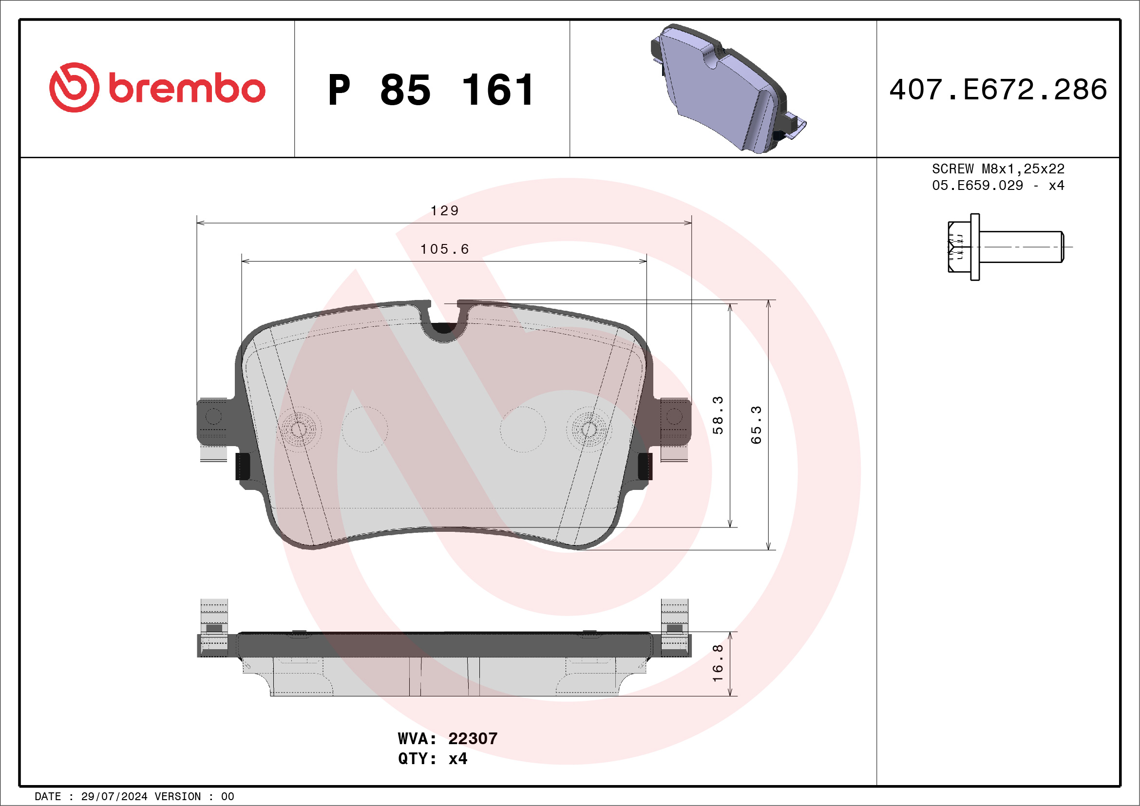 Pastiglie freno BREMBO P85161