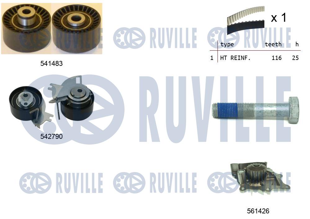 Pompa acqua e kit cinghie dentate RUVILLE 5504271