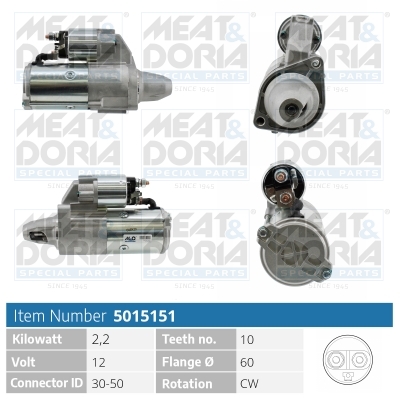 Motorino d'avviamento MEAT & DORIA 5015151