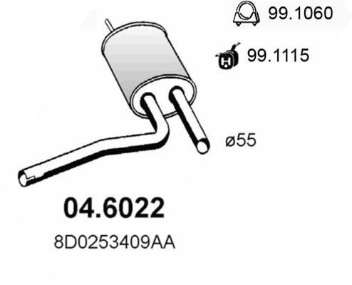 Silenziatore centrale ASSO 04.6022