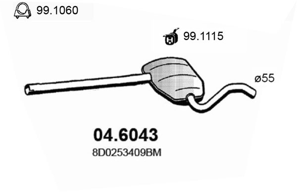 Silenziatore centrale ASSO 04.6043