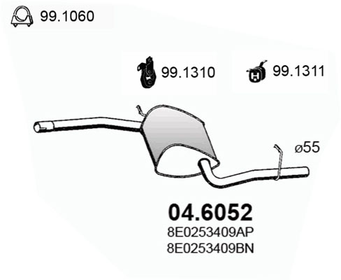 Silenziatore centrale ASSO 04.6052