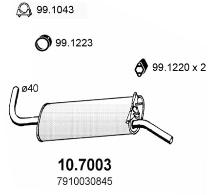 Silenziatore posteriore ASSO 10.7003