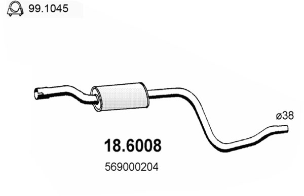 Silenziatore centrale ASSO 18.6008