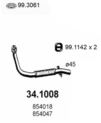 Tubo gas scarico ASSO 34.1008